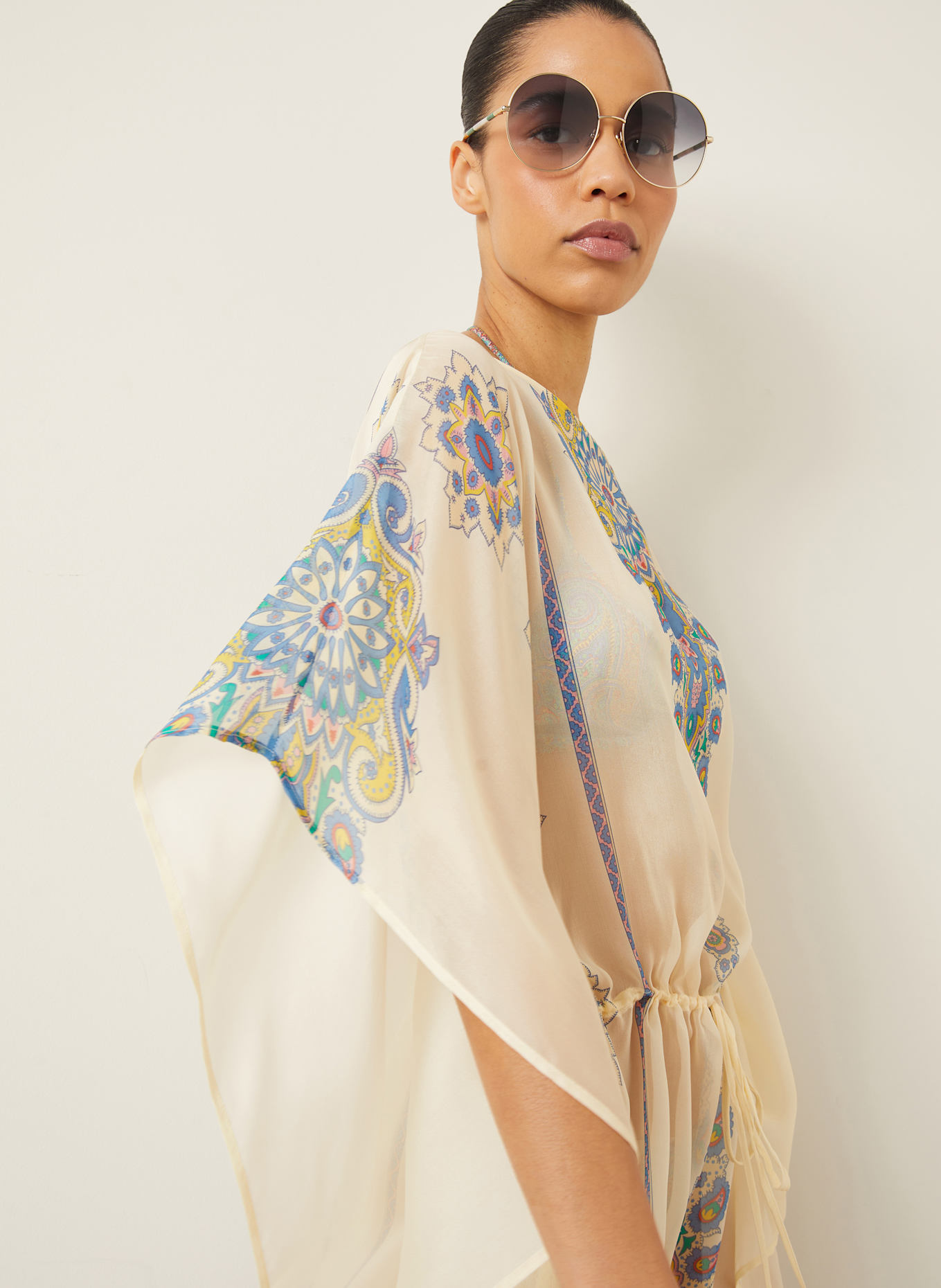 ETRO Silk tunic: LIGHT YELLOW / BLUE / PINK