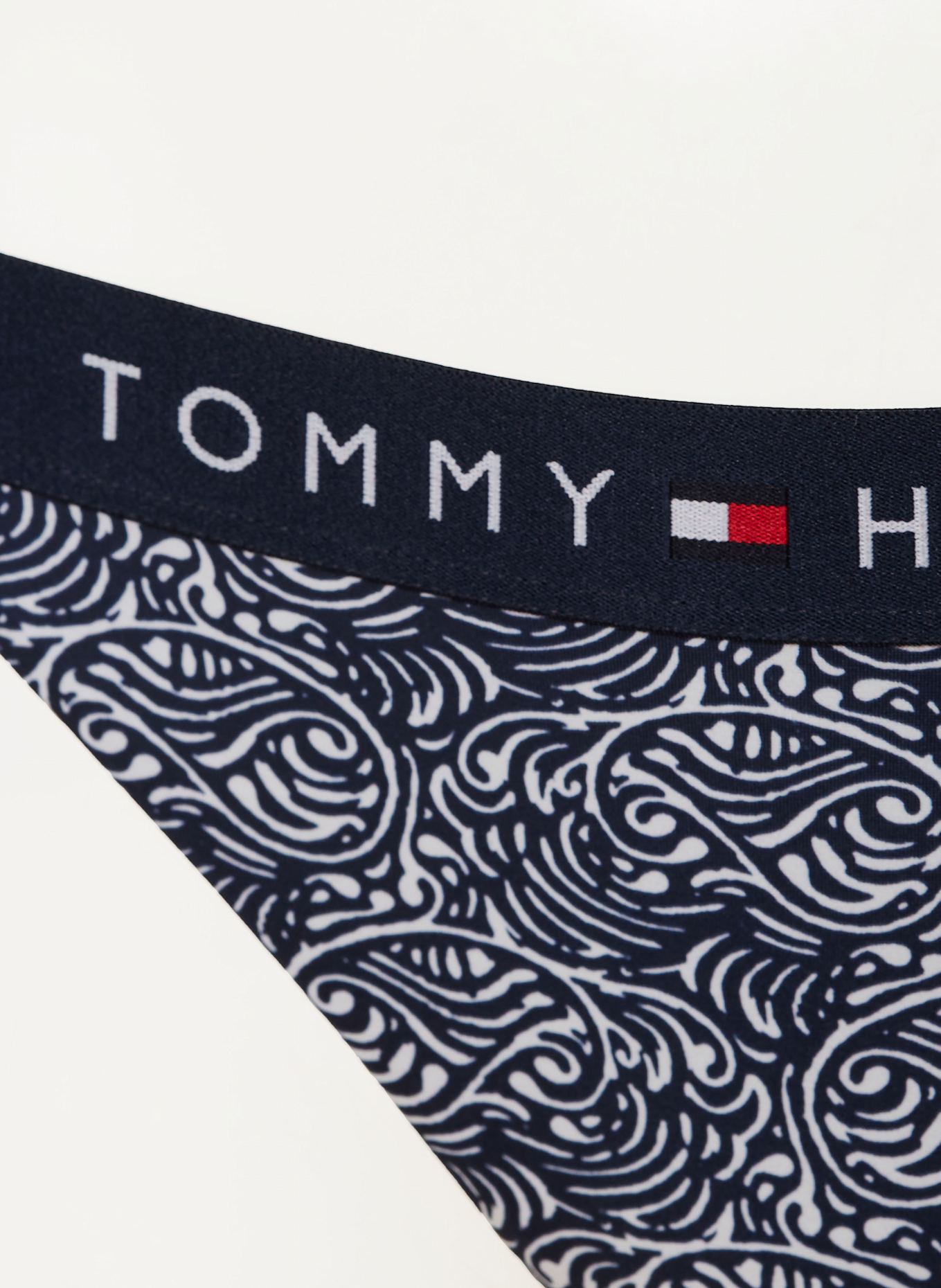 TOMMY HILFIGER Triangel-Bikini-Hose: DUNKELBLAU / WEISS
