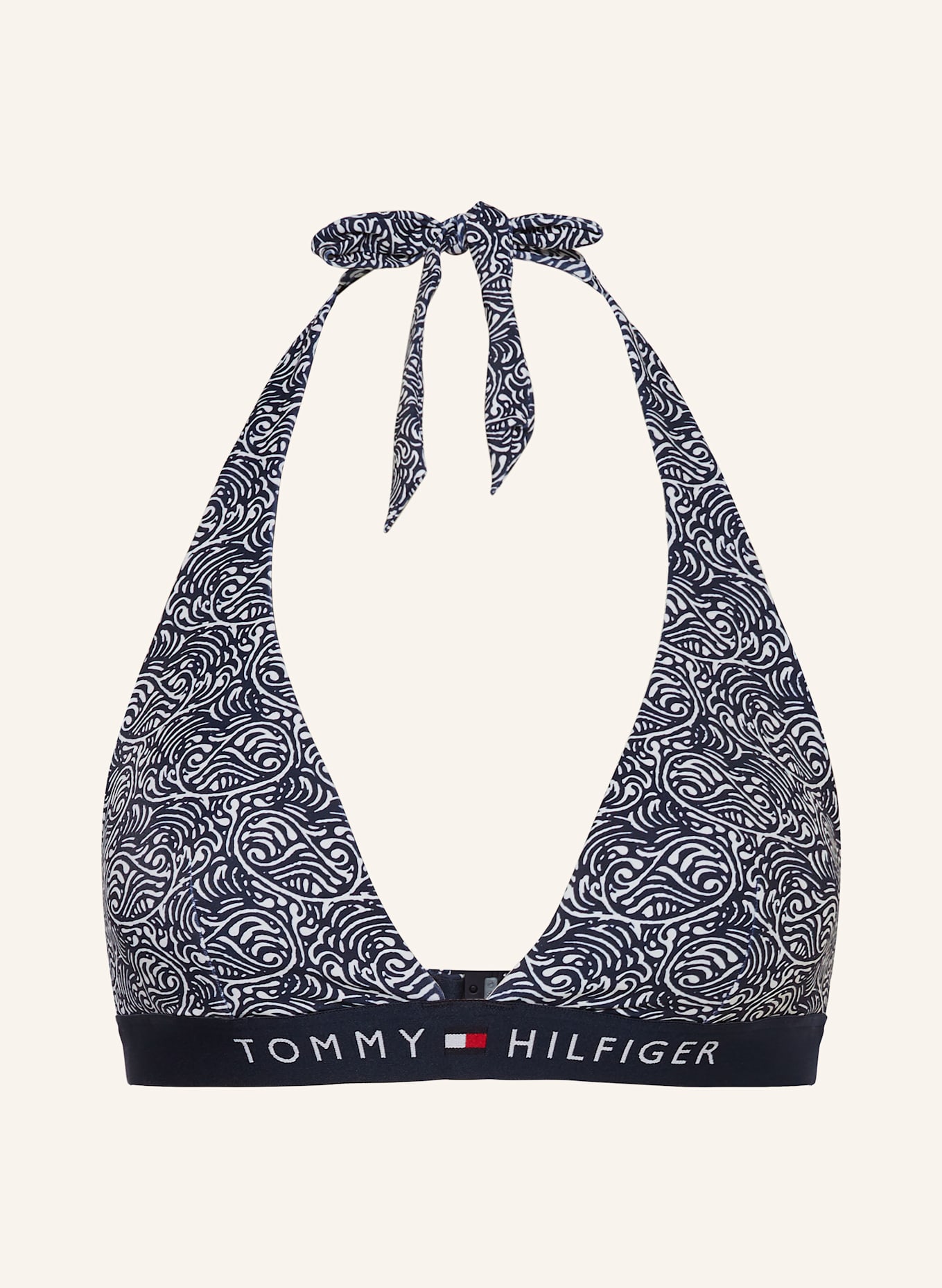 TOMMY HILFIGER Neckholder-Bikini-Top: DUNKELBLAU/ WEISS