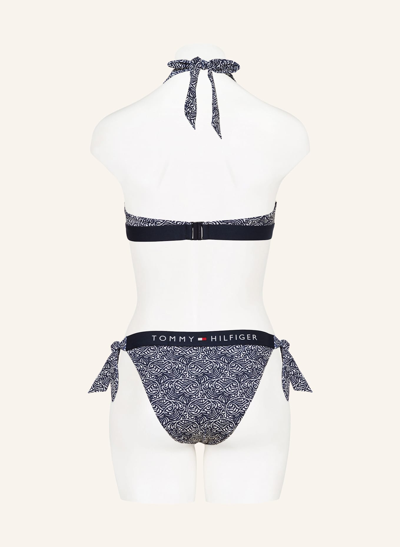 TOMMY HILFIGER Neckholder-Bikini-Top: DUNKELBLAU/ WEISS