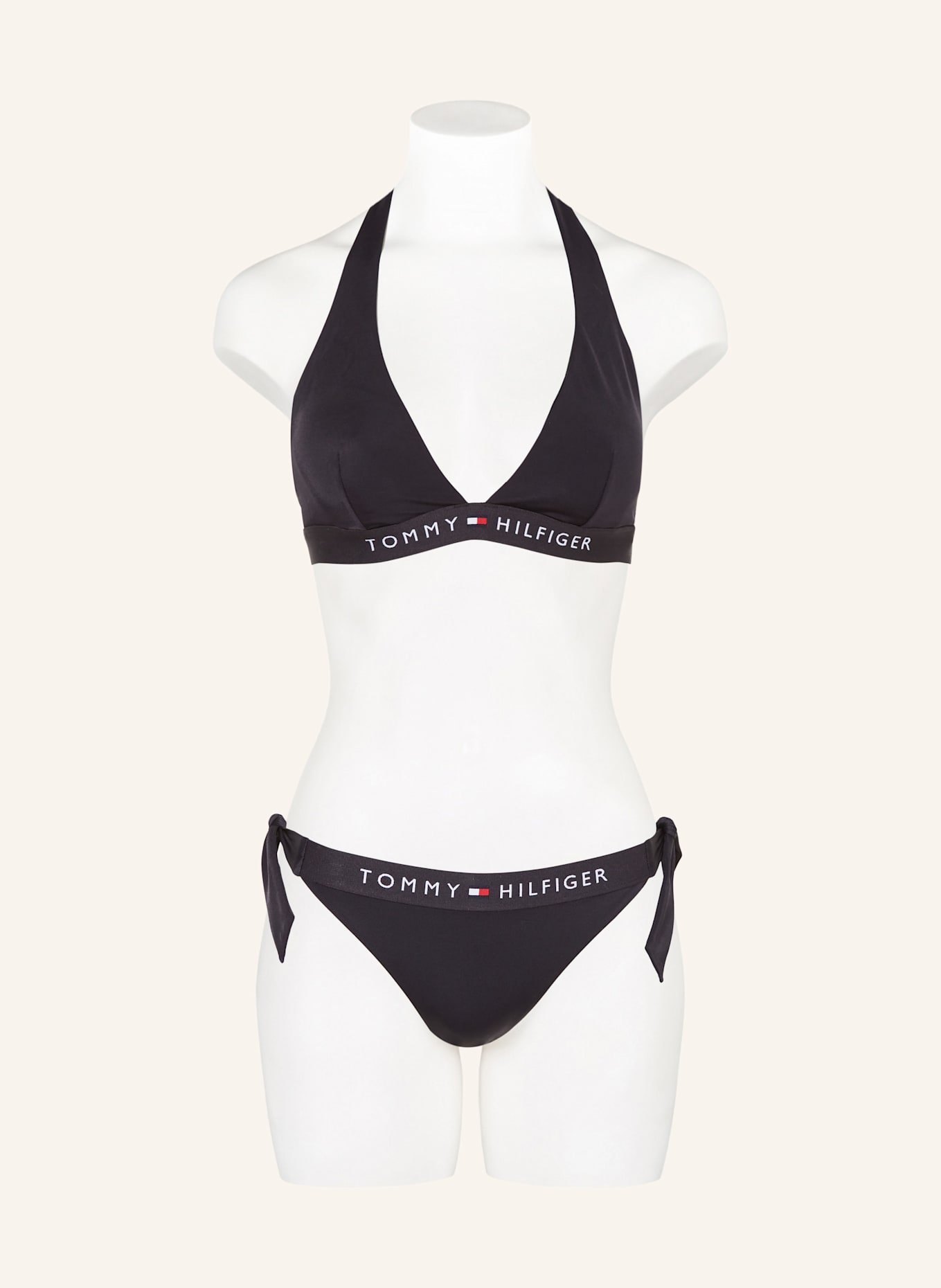 TOMMY HILFIGER Neckholder-Bikini-Top: SCHWARZ