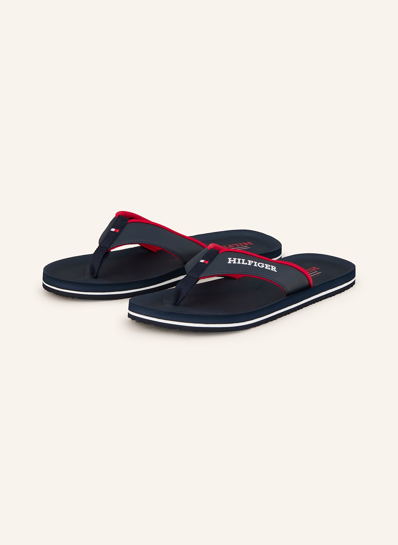 TOMMY HILFIGER Zehentrenner: DUNKELBLAU/ ROT