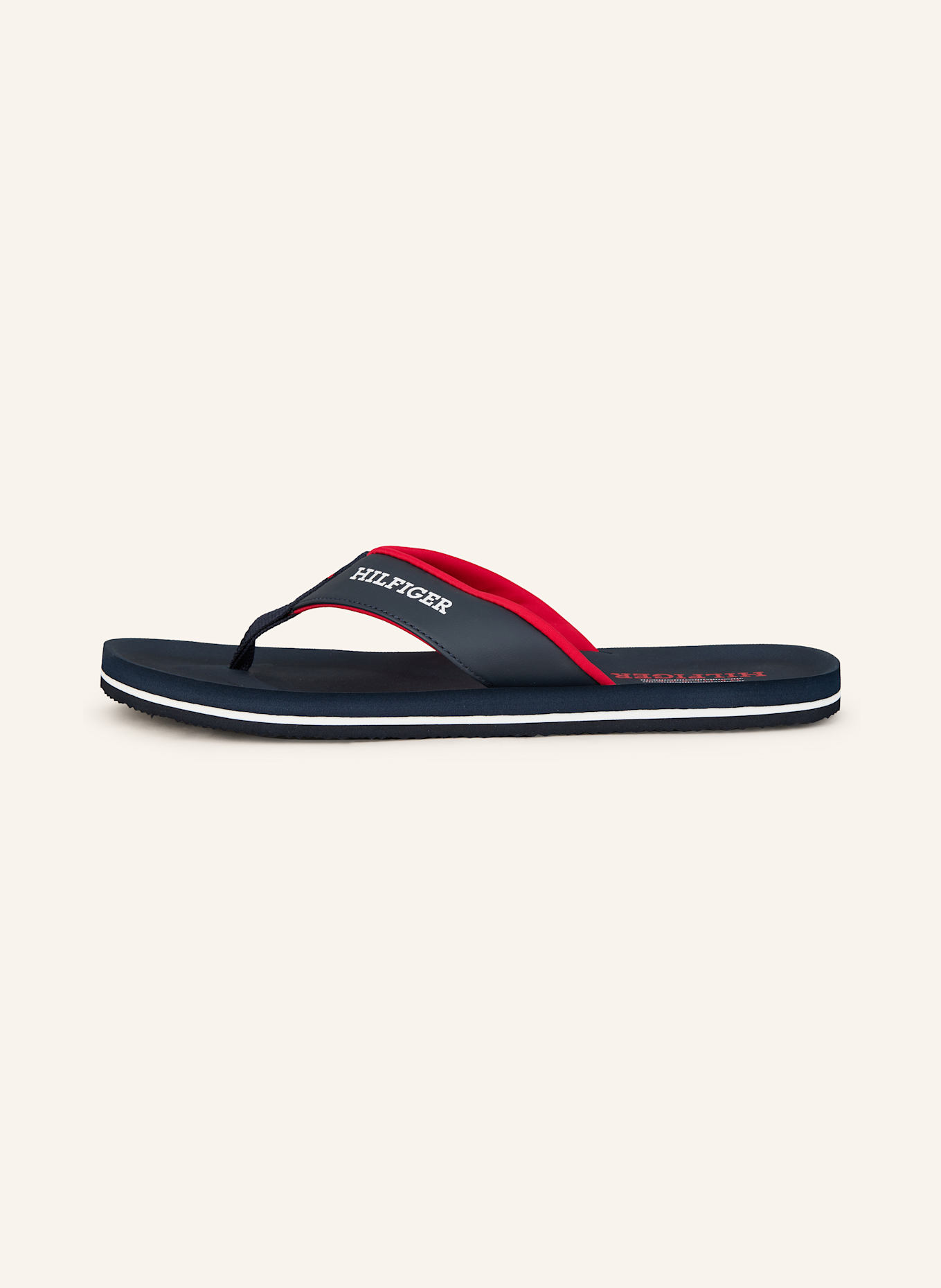 TOMMY HILFIGER Zehentrenner: DUNKELBLAU/ ROT