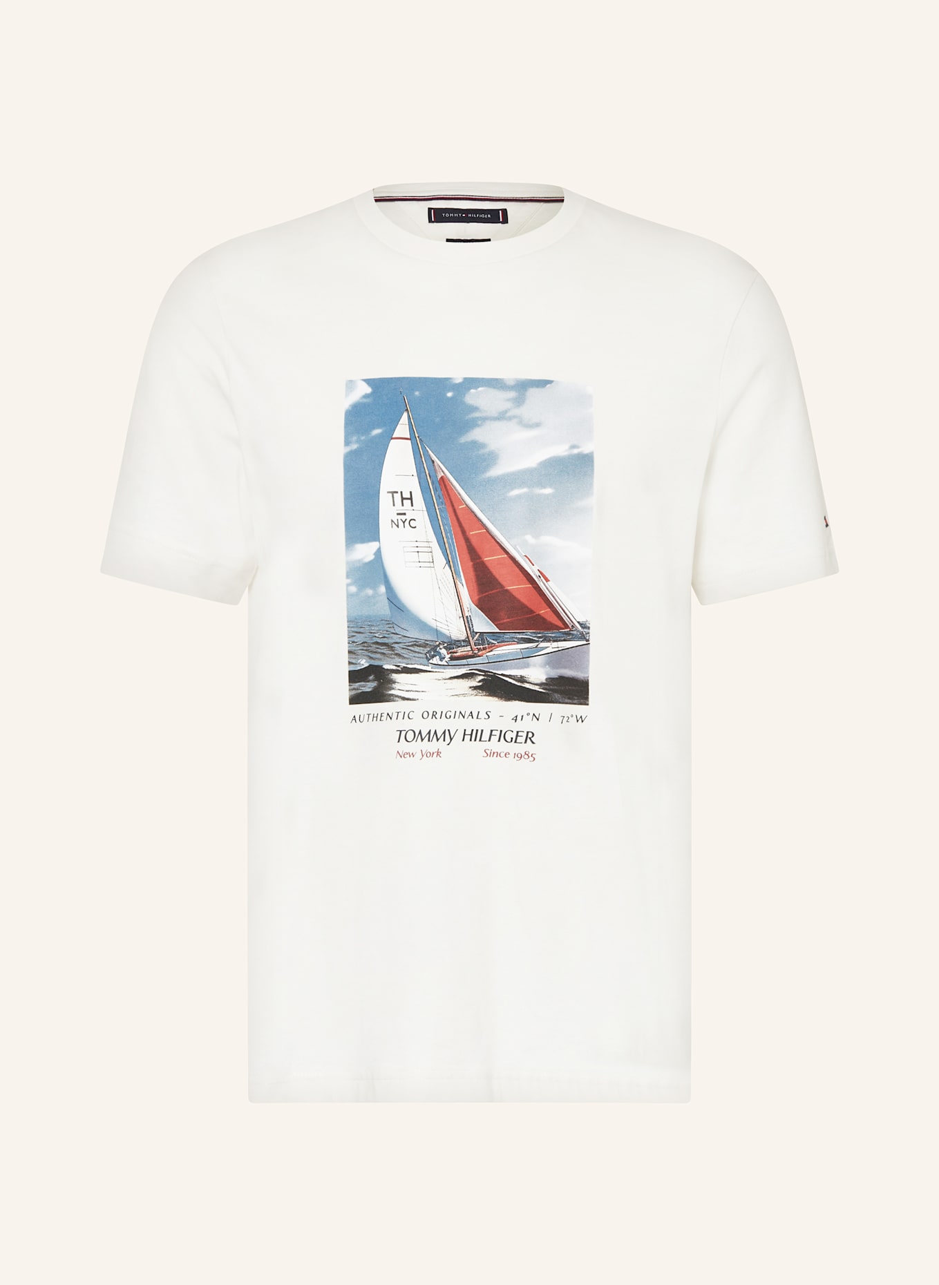TOMMY HILFIGER T-shirt: KREMOWY / SZARY / CZERWONY