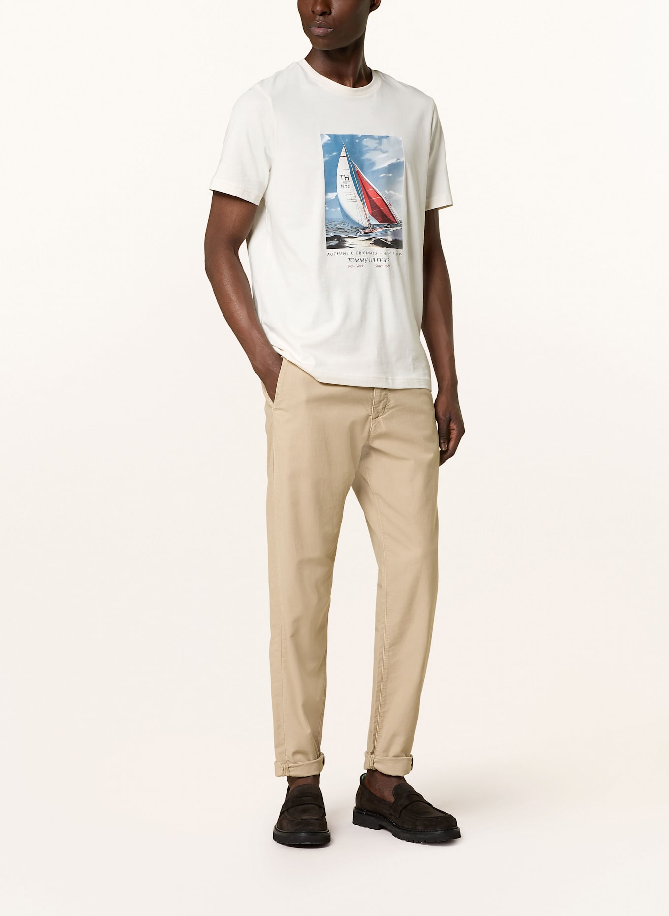 TOMMY HILFIGER T-shirt: KREMOWY / SZARY / CZERWONY