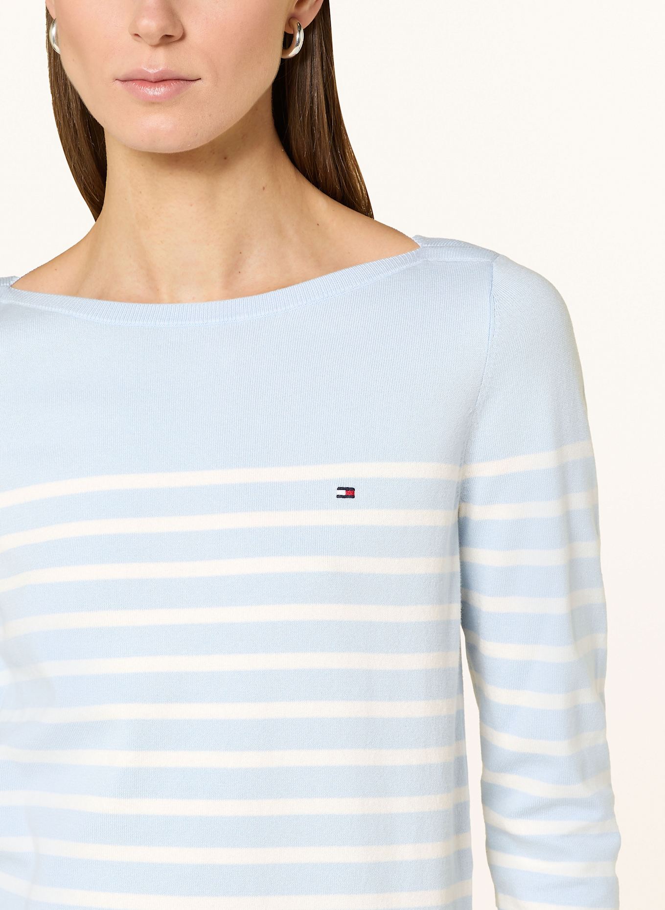 TOMMY HILFIGER Pullover: HELLBLAU / CREME