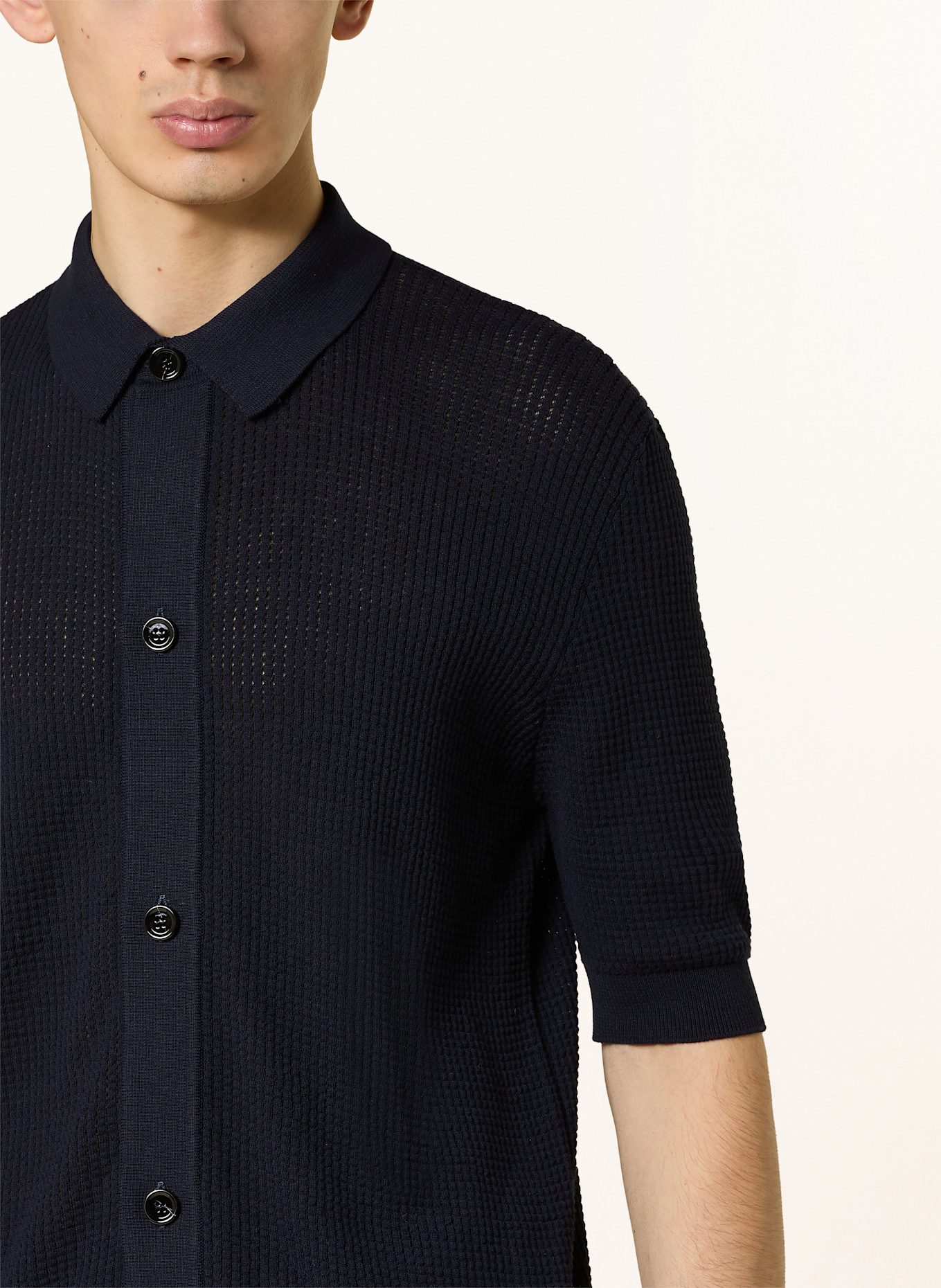 LARDINI Strickhemd Slim Fit: DUNKELBLAU