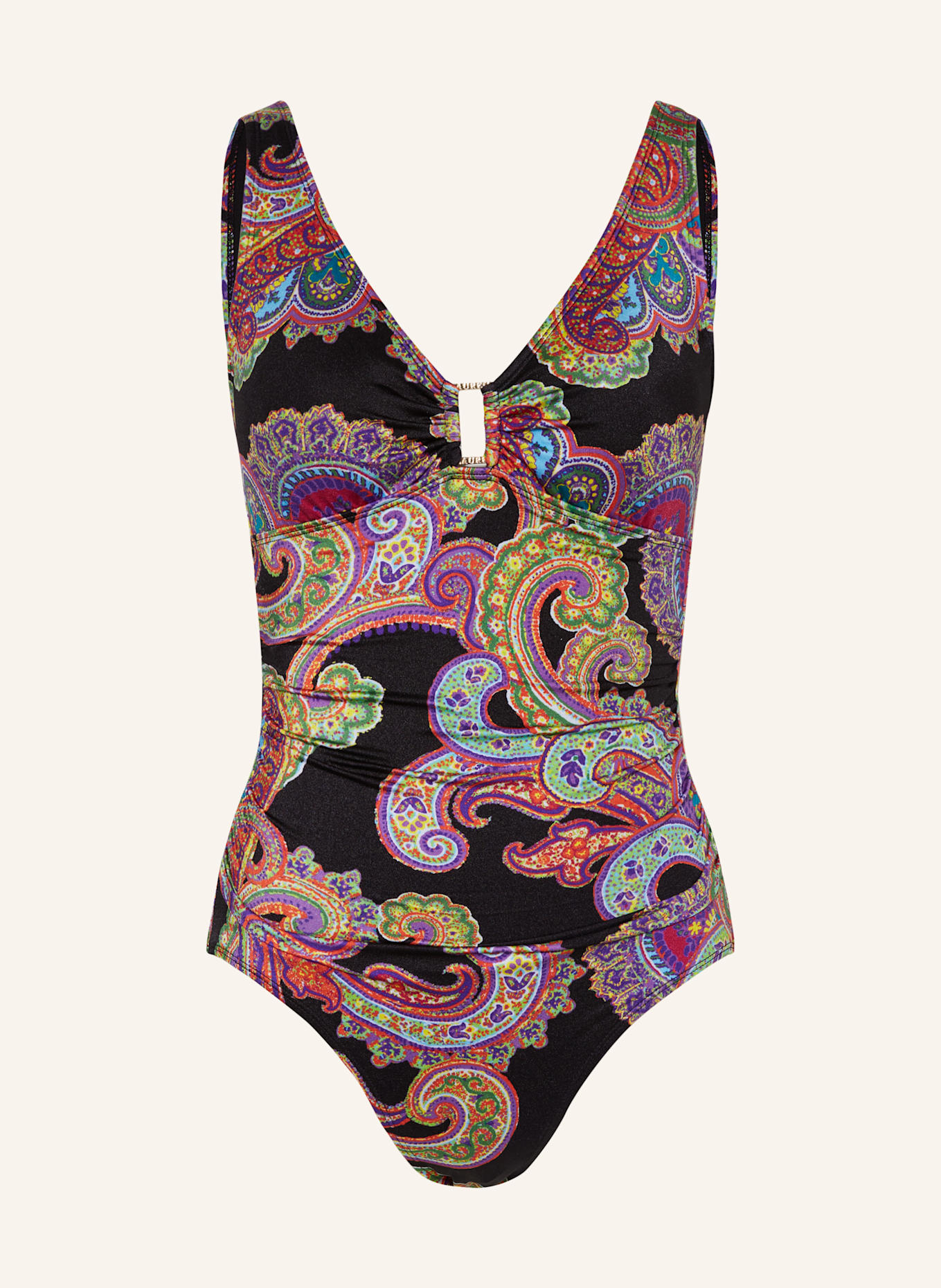 LAUREN RALPH LAUREN Badeanzug BORDADO PAISLEY: SCHWARZ/ HELLGRÜN/ LILA