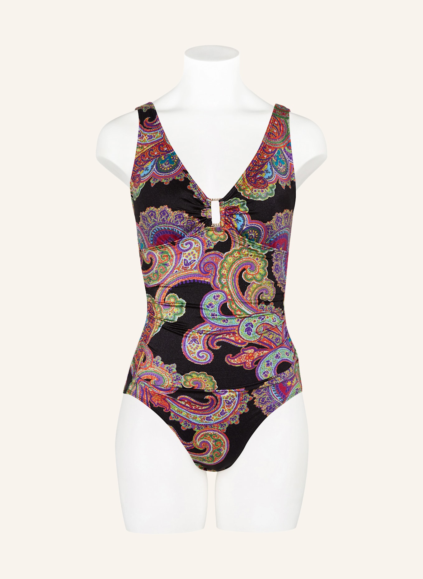 LAUREN RALPH LAUREN Badeanzug BORDADO PAISLEY: SCHWARZ/ HELLGRÜN/ LILA