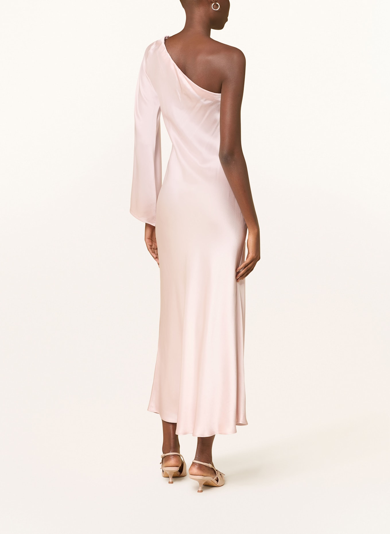 ottod'ame One-Shoulder-Kleid aus Satin: HELLROSA