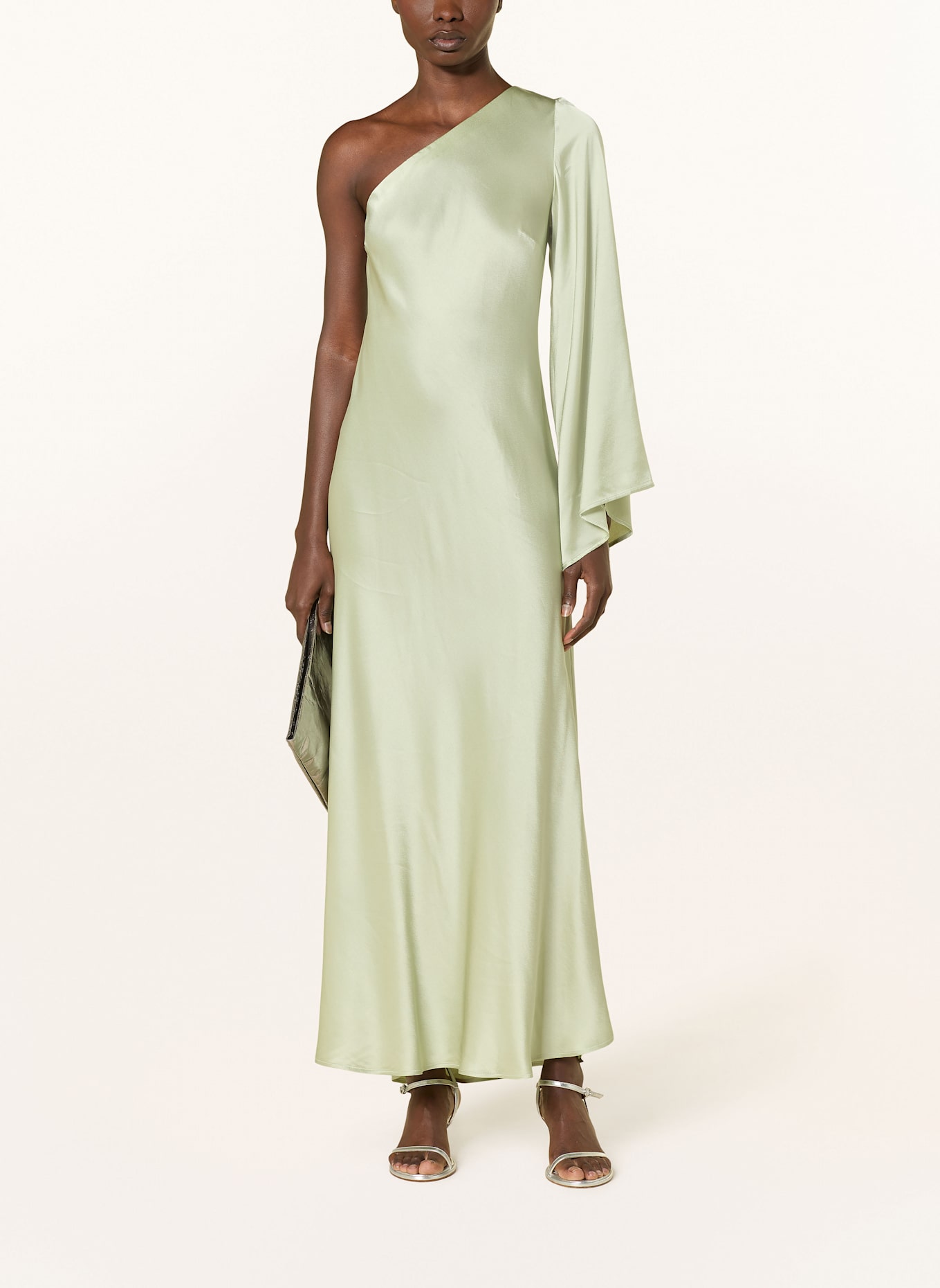 ottod'ame One-Shoulder-Kleid aus Satin: MINT