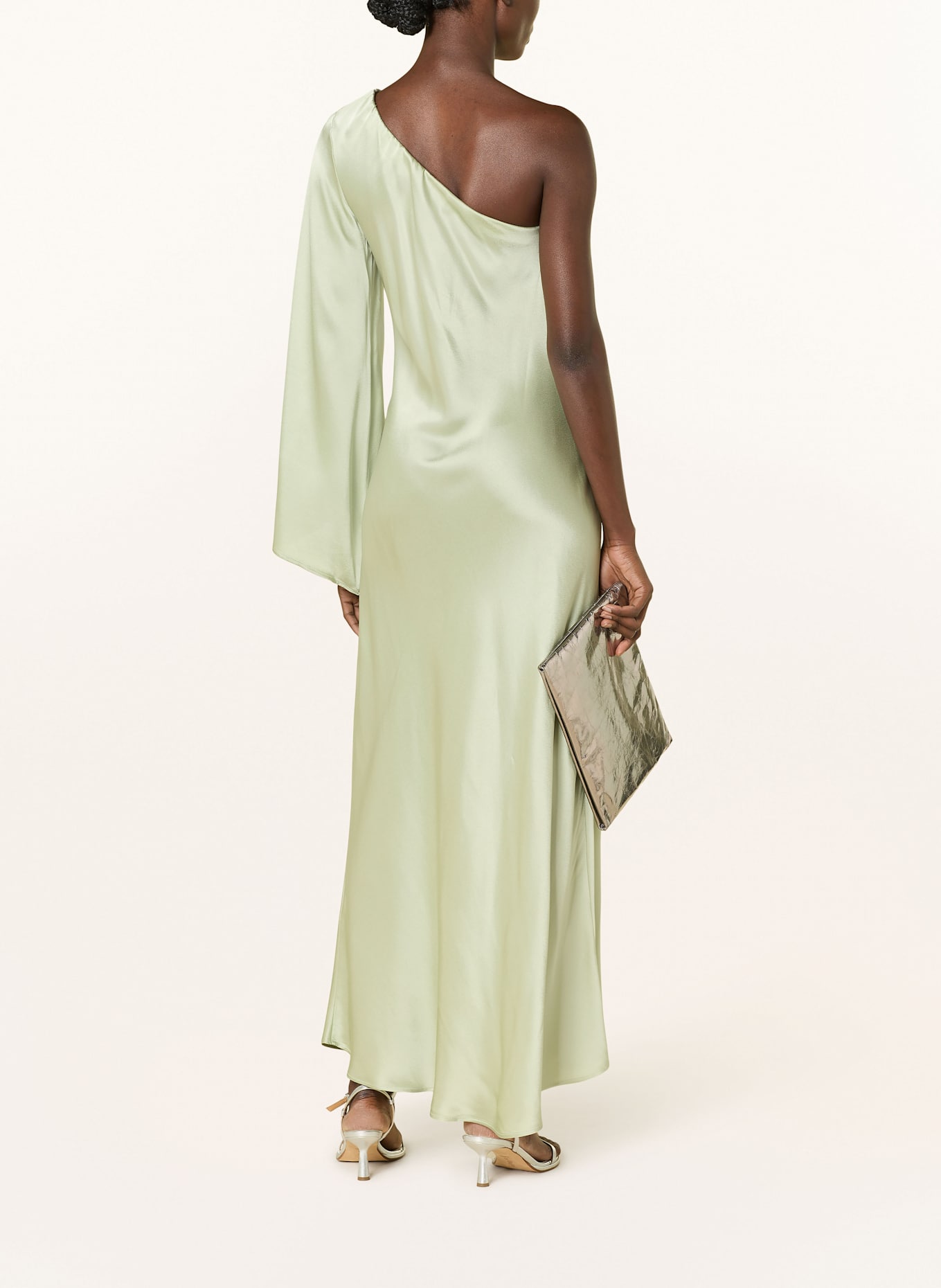 ottod'ame One-Shoulder-Kleid aus Satin: MINT