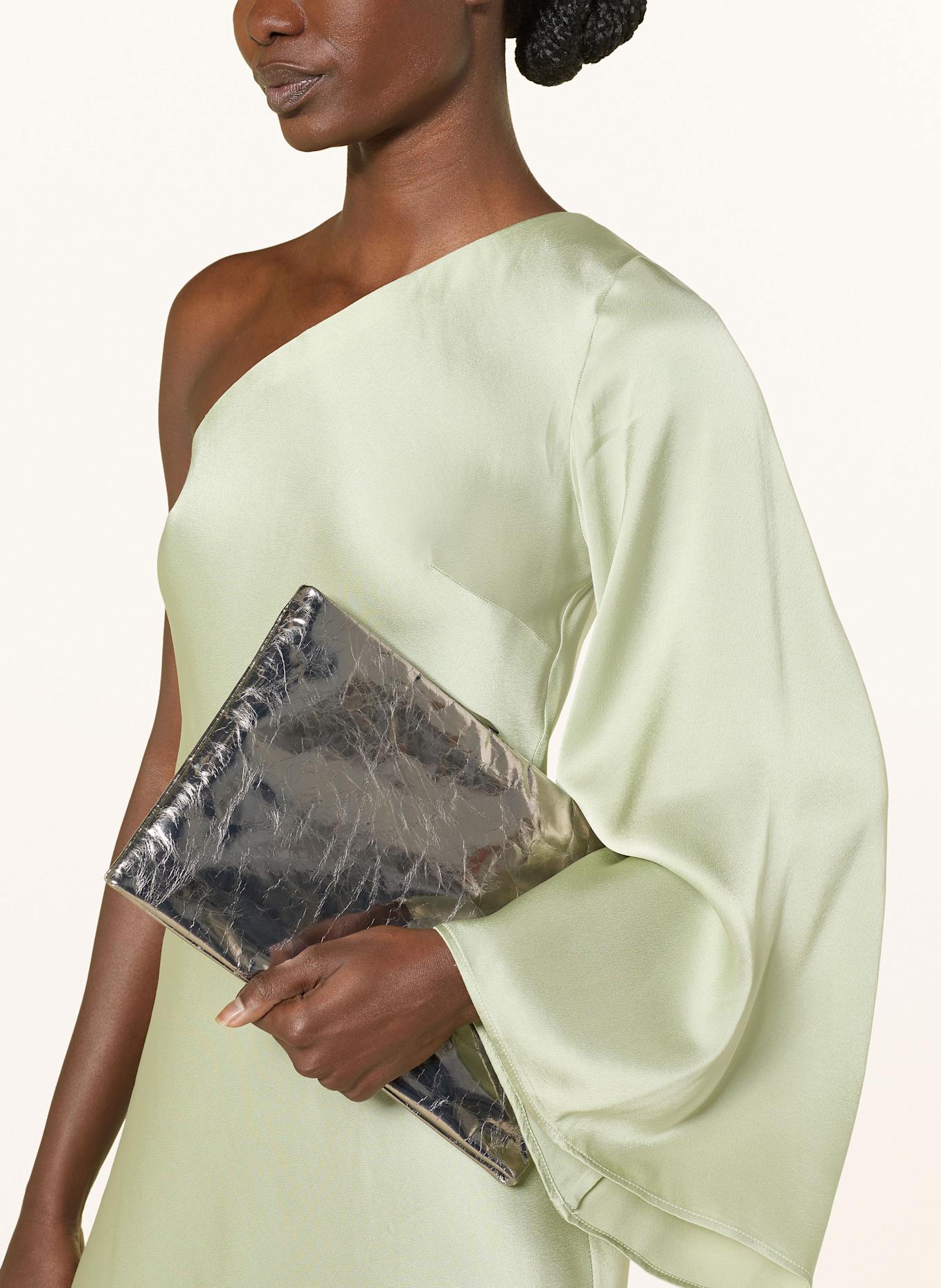 ottod'ame One-Shoulder-Kleid aus Satin: MINT