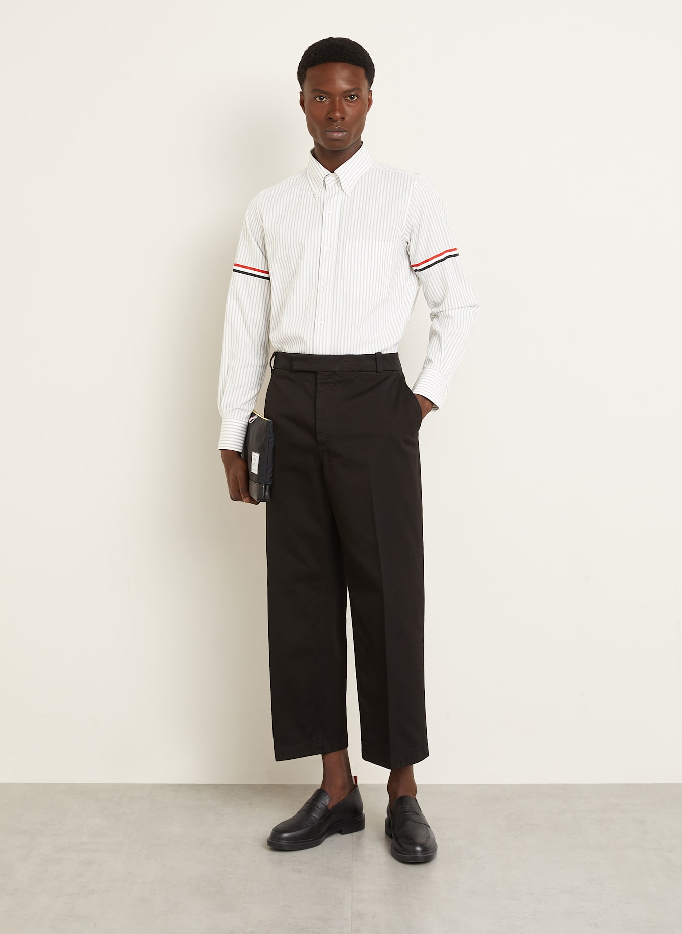 THOM BROWNE. Hemd Regular Fit: WEISS / GRAU