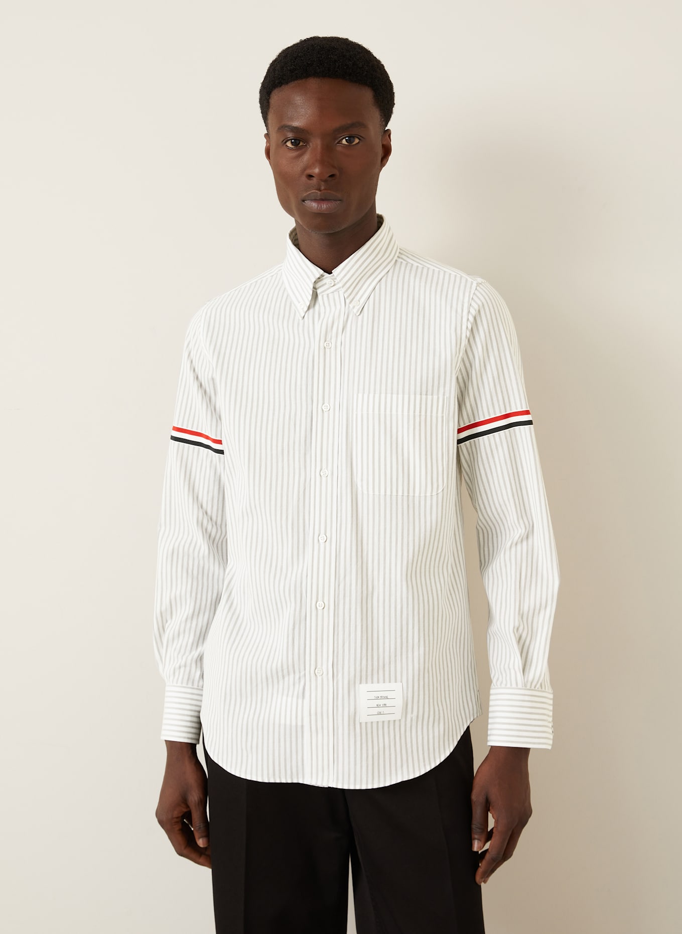 THOM BROWNE. Hemd Regular Fit: WEISS / GRAU