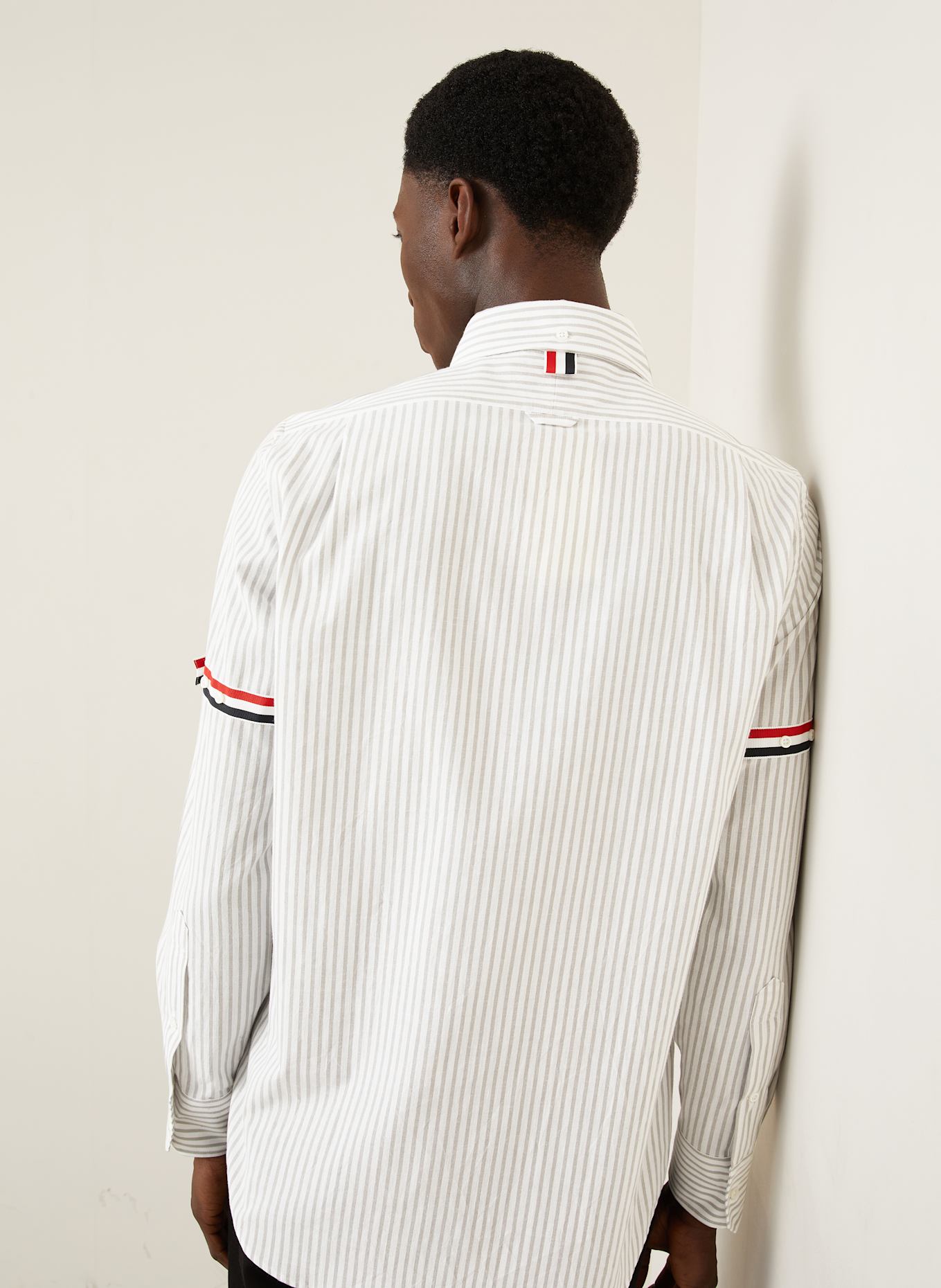 THOM BROWNE. Hemd Regular Fit: WEISS / GRAU