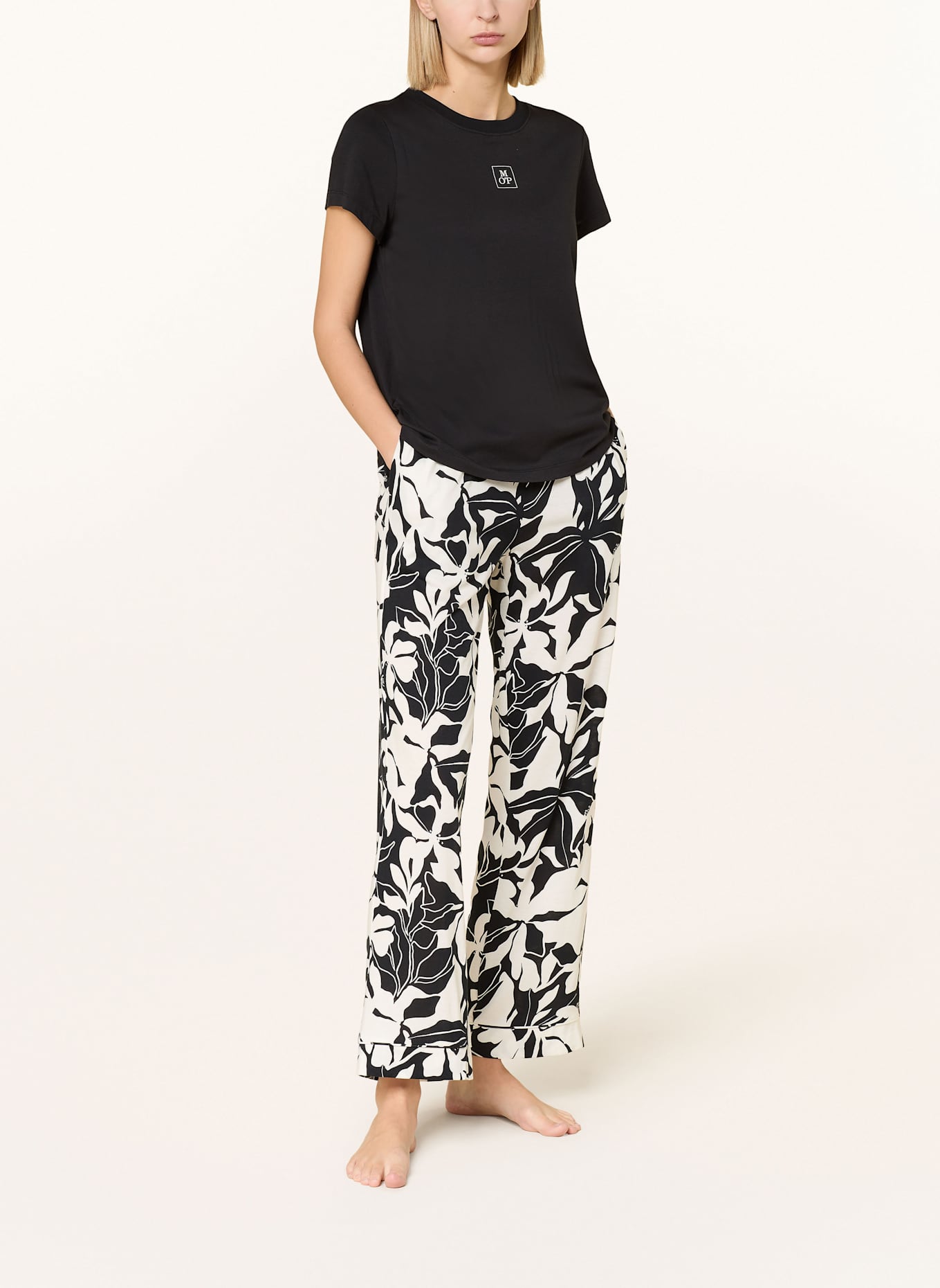 Marc O'Polo Pajama pants: BLACK/ WHITE