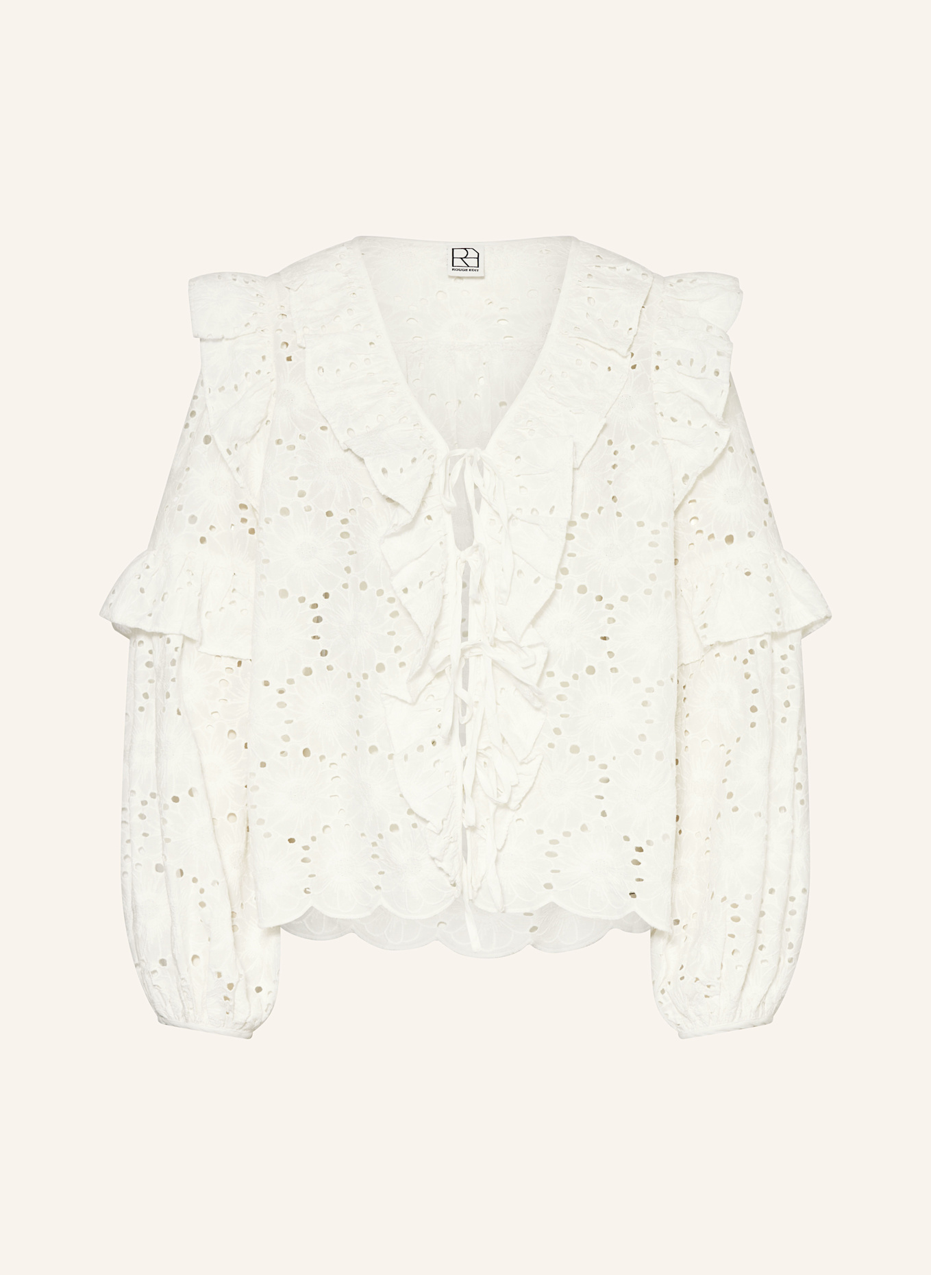 ROUGE VILA Bluse aus Lochspitze: WEISS