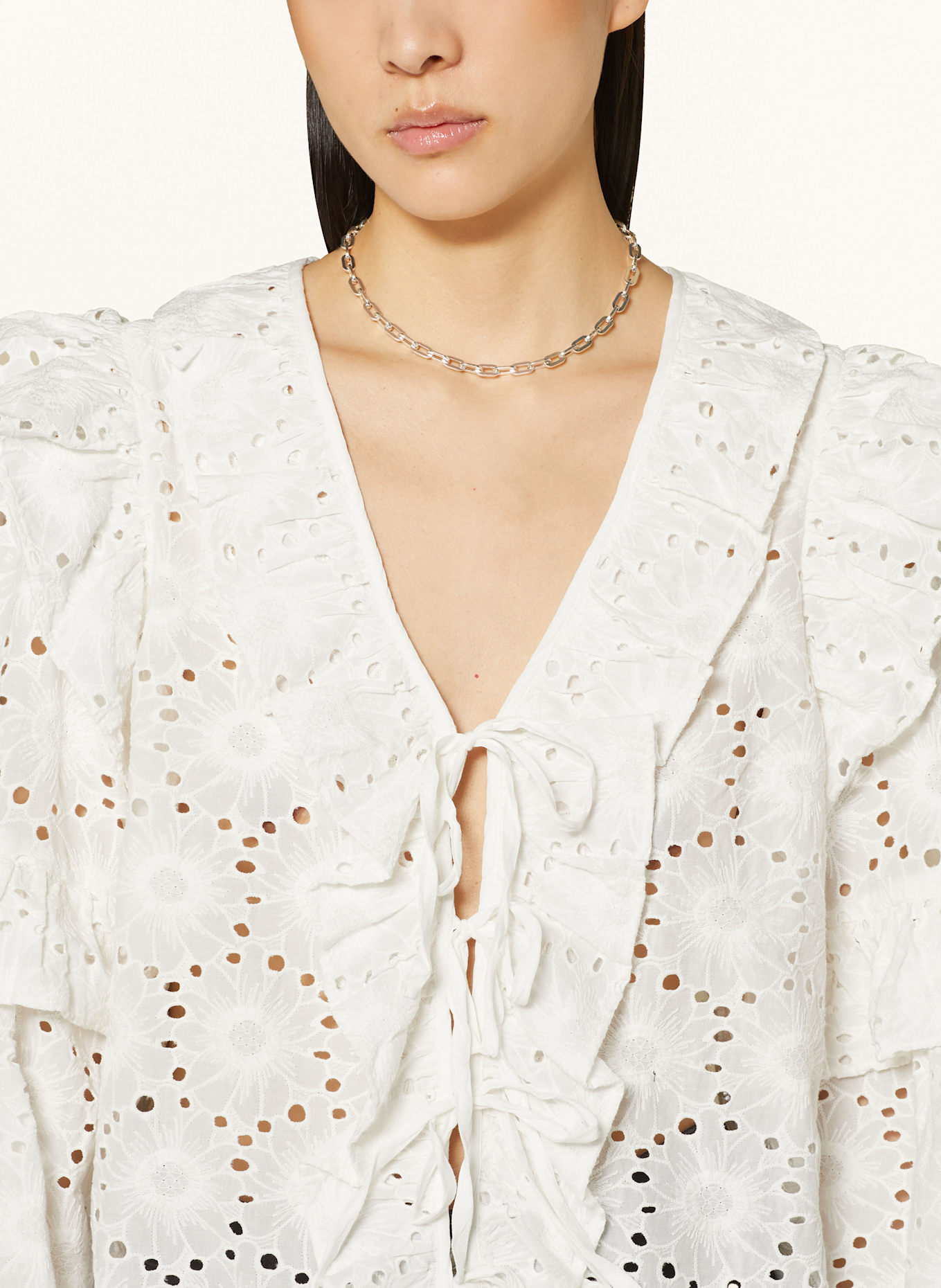 ROUGE VILA Bluse aus Lochspitze: WEISS