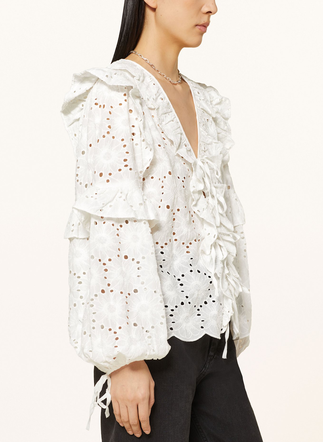 ROUGE VILA Bluse aus Lochspitze: WEISS