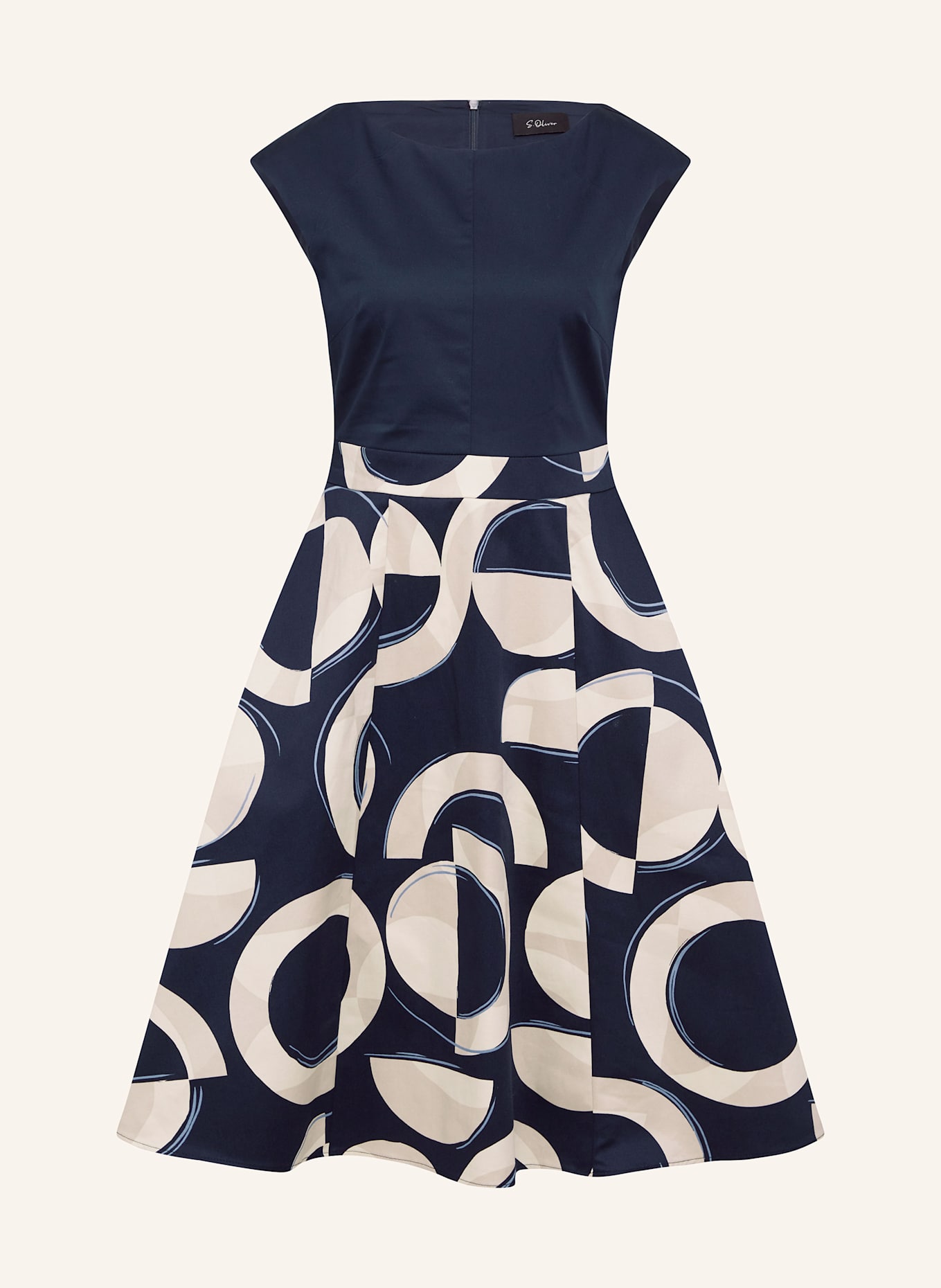 s.Oliver BLACK LABEL Kleid: DUNKELBLAU / CREME / BEIGE