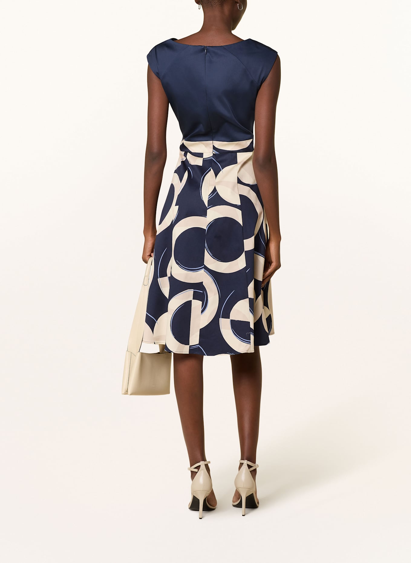 s.Oliver BLACK LABEL Kleid: DUNKELBLAU / CREME / BEIGE