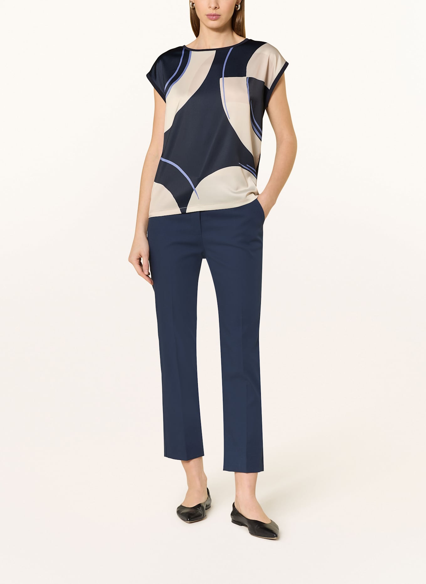 s.Oliver BLACK LABEL Blusenshirt: DUNKELBLAU / CREME