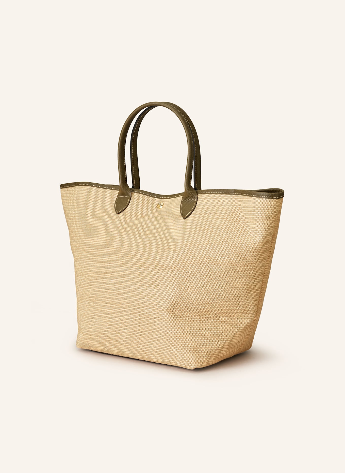LONGCHAMP Shopper PANIER LARGE: ECRU / KHAKI