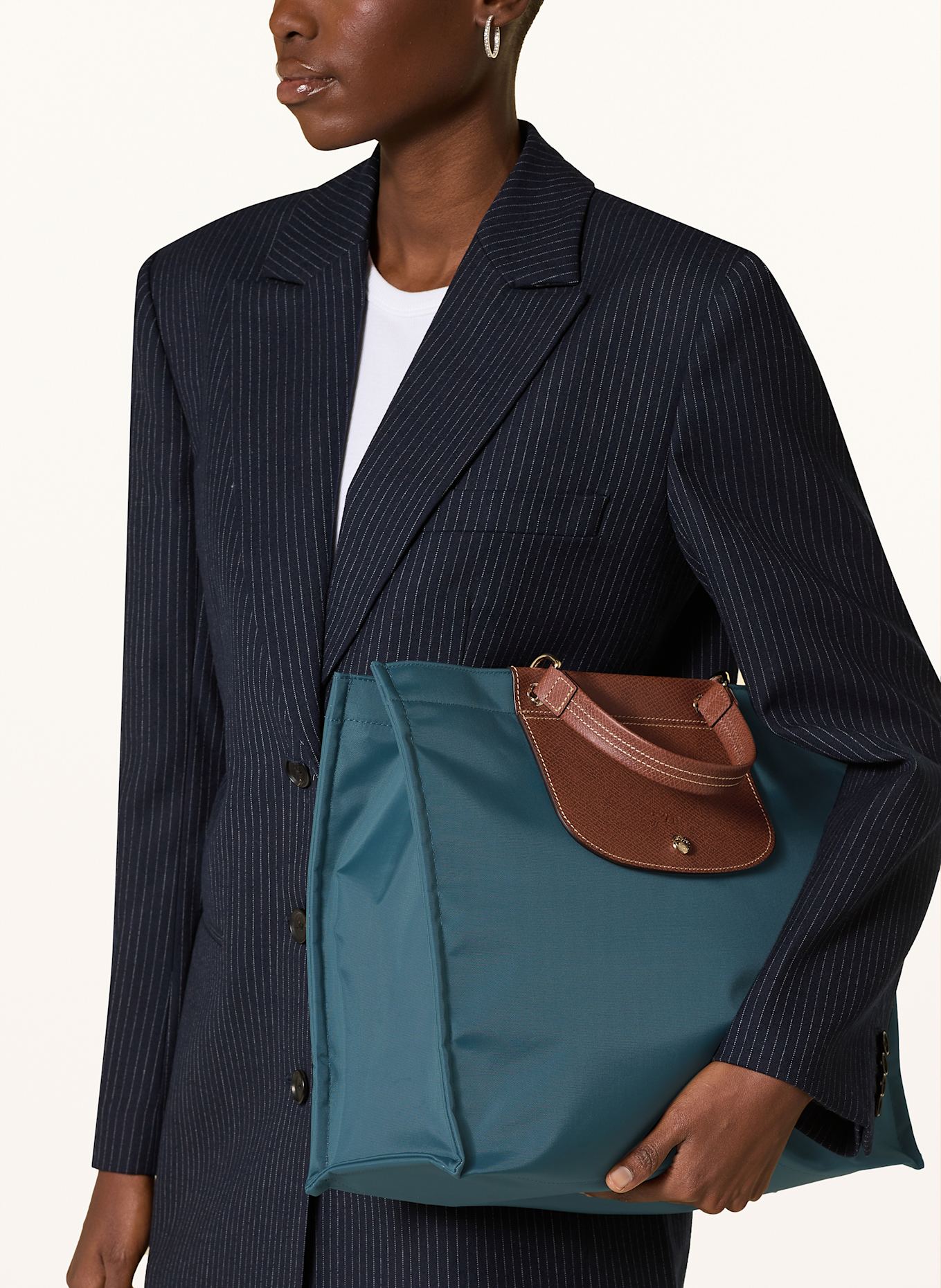 LONGCHAMP Shopper CABAS CANVAS TOTE BAG L: PETROL