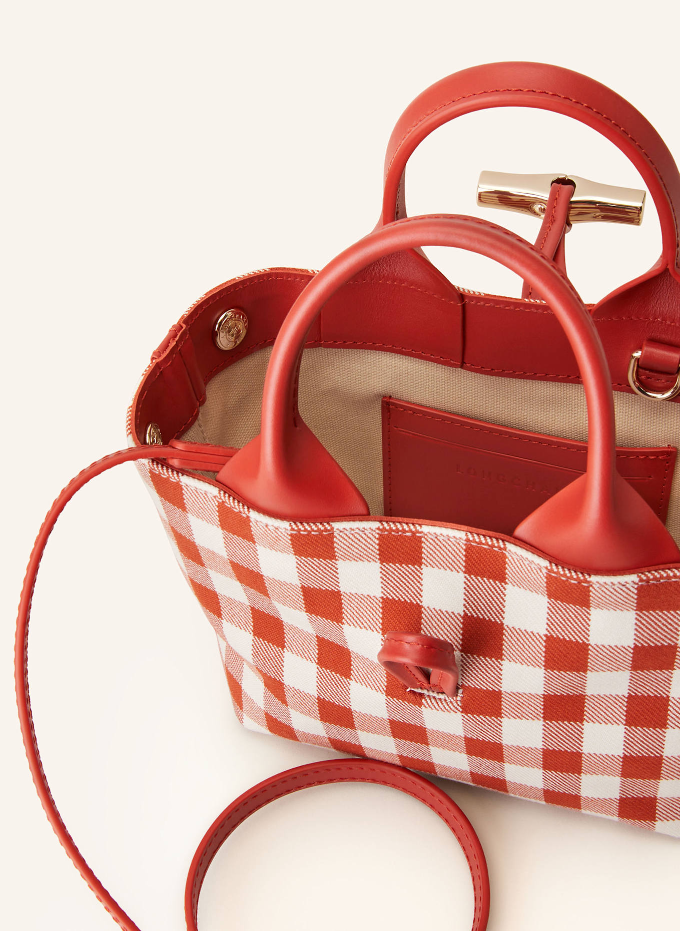 LONGCHAMP Handtasche LE ROSEAU XS: ECRU/ DUNKELORANGE