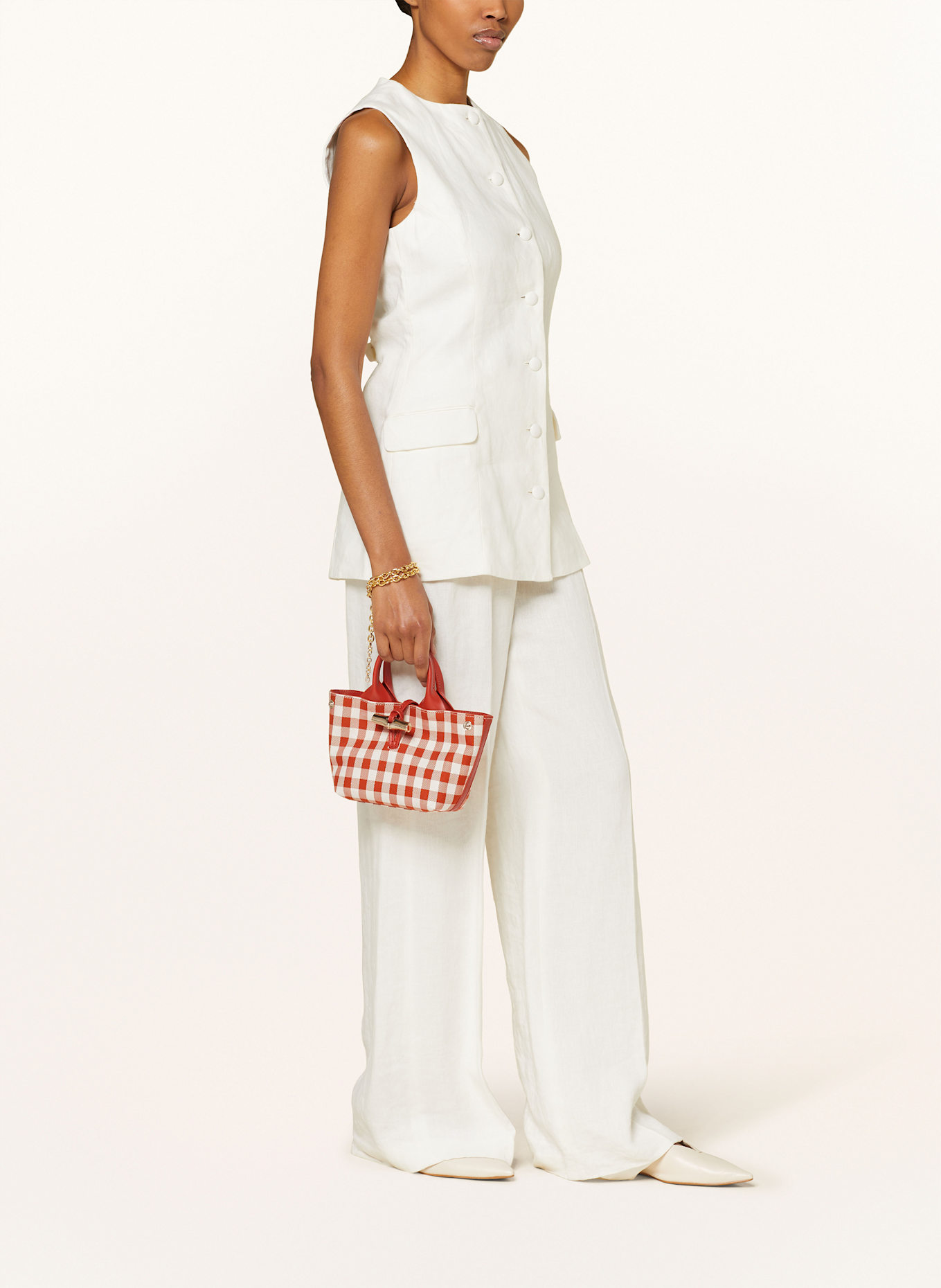 LONGCHAMP Handtasche LE ROSEAU XS: ECRU/ DUNKELORANGE