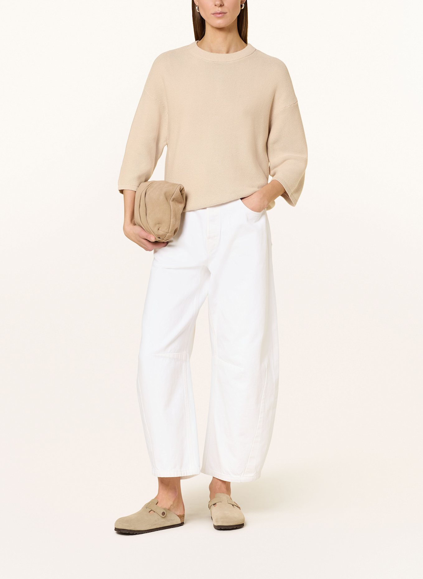 contrast panel hooded windbreaker jacket Sweater with 3/4 het, Color: LIGHT BROWN (Image 2)