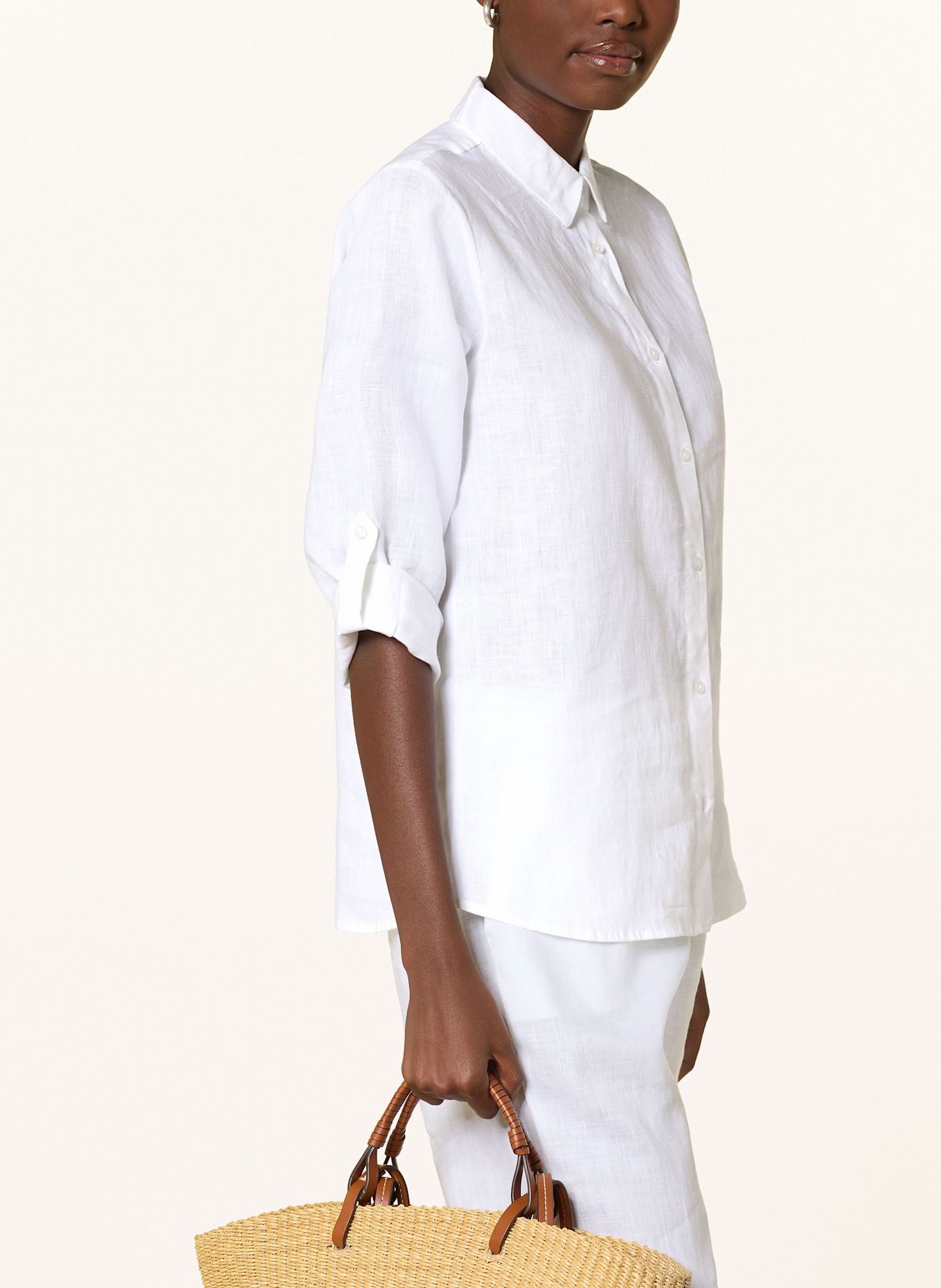 lilienfels Shirt blouse made of linen with 3/4 sleeves, Color: WHITE (Image 4)