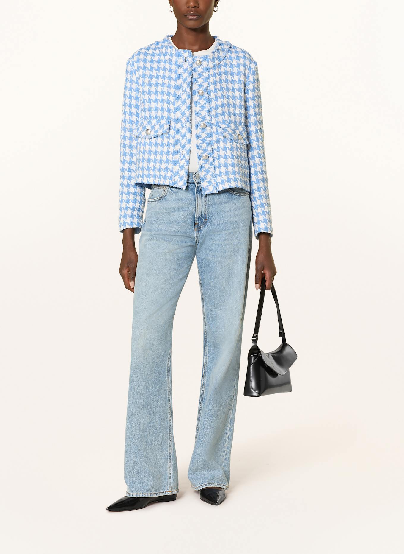 lilienfels Żakiet pudełkowy z bouclé: JASNONIEBIESKI / BIAŁY