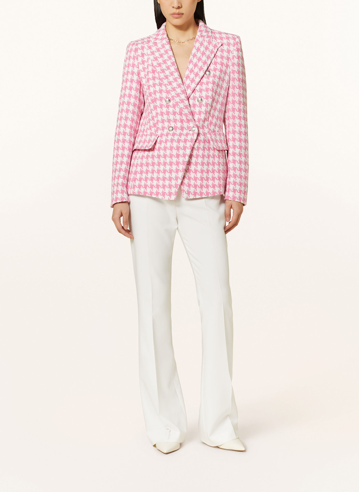 lilienfels Tweed-Blazer: WEISS / ROSA