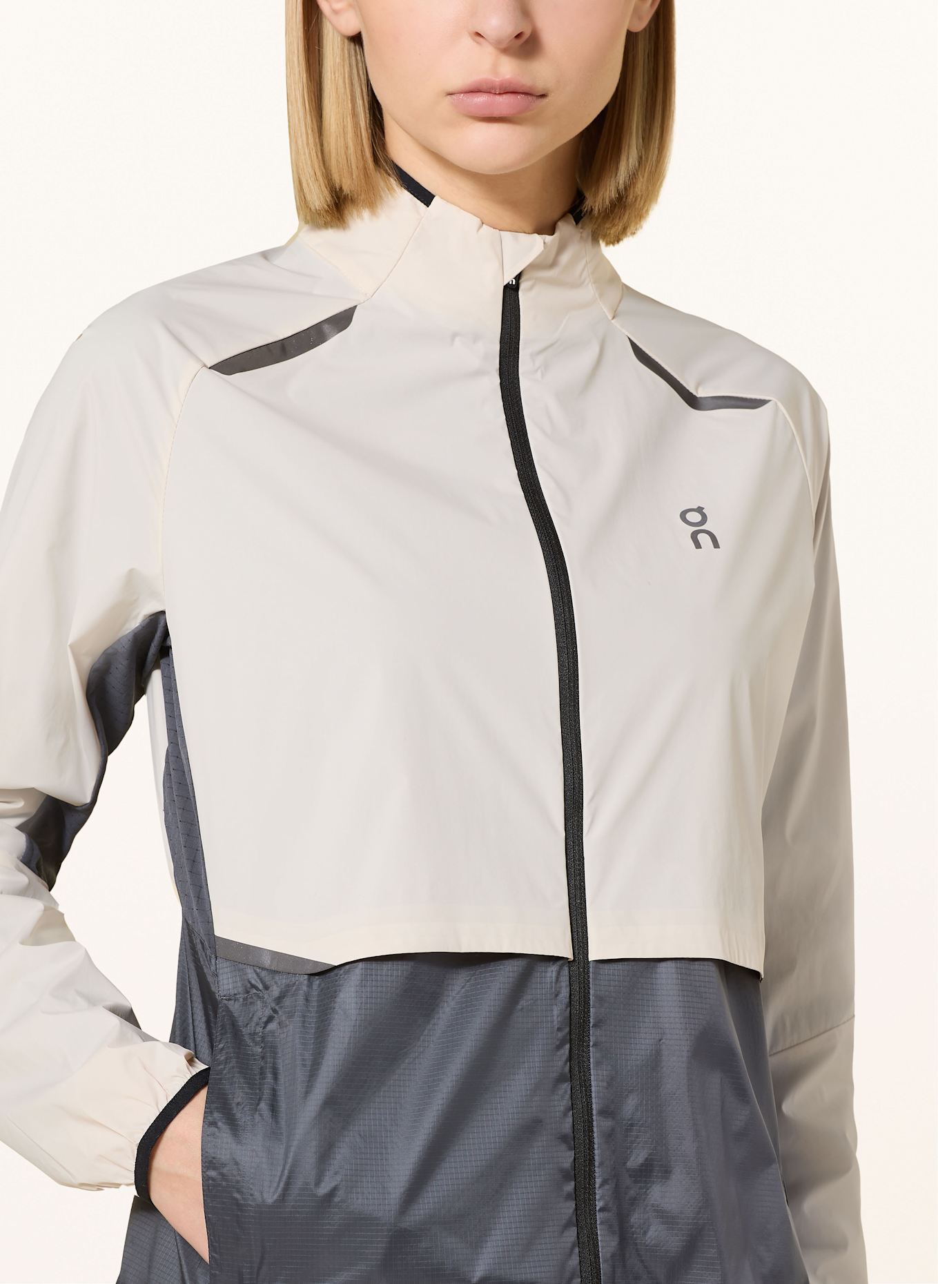 On Laufjacke WEATHER: BEIGE / DUNKELGRAU