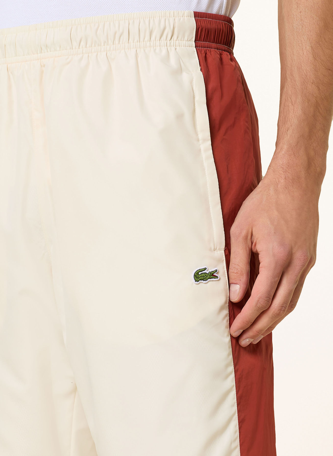LACOSTE Trainingshose: CREME/ BRAUN/ COGNAC