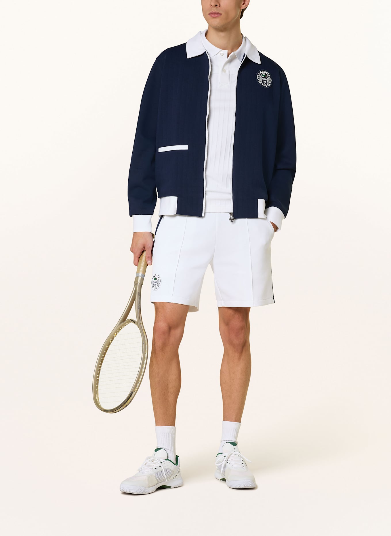 LACOSTE Tennisshorts HERITAGE: WEISS/ DUNKELBLAU