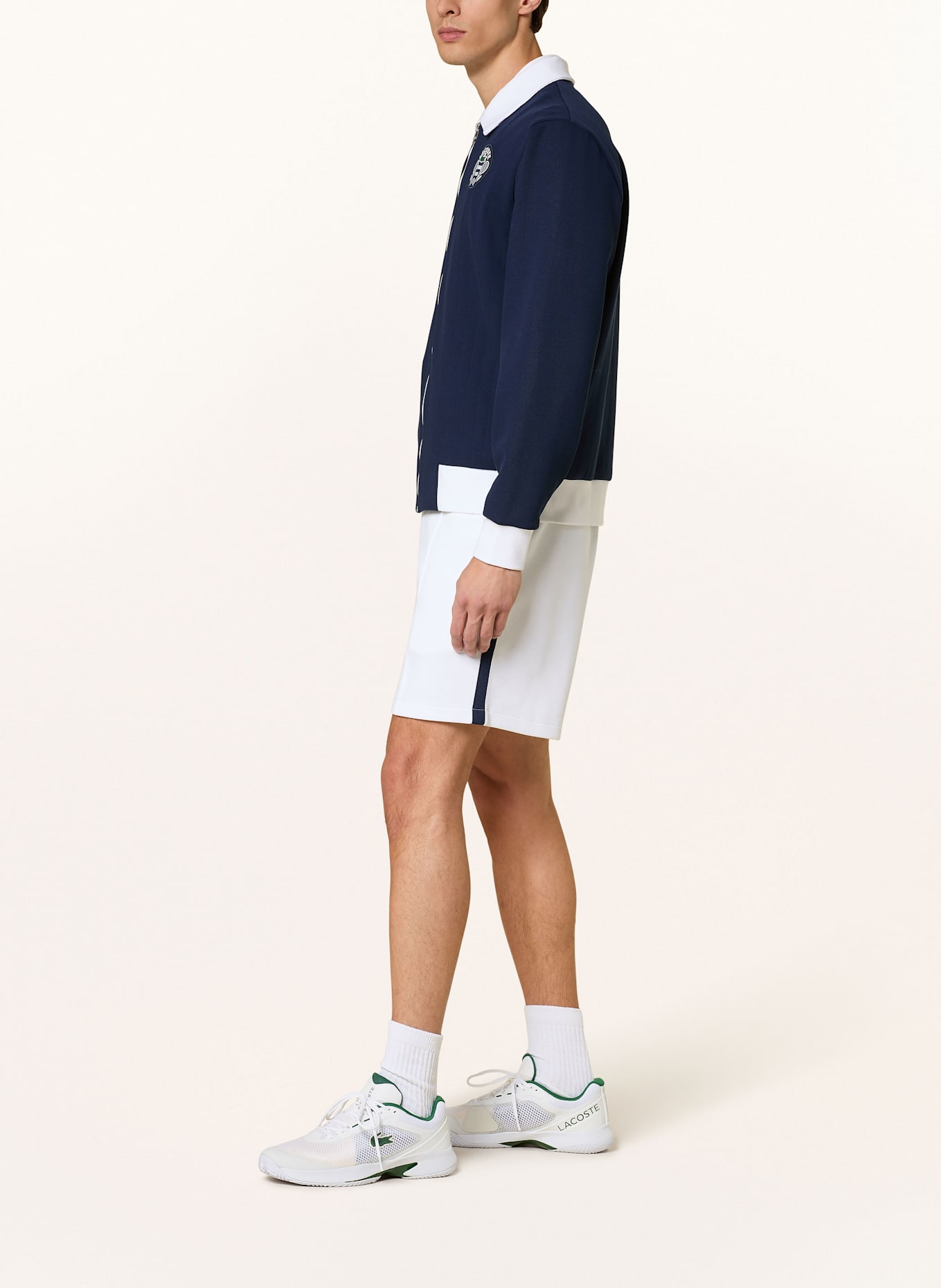 LACOSTE Tennisshorts HERITAGE: WEISS/ DUNKELBLAU