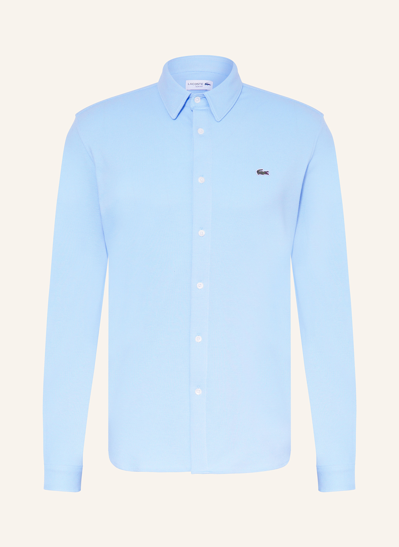 LACOSTE Piqué-Hemd Slim Fit: HELLBLAU
