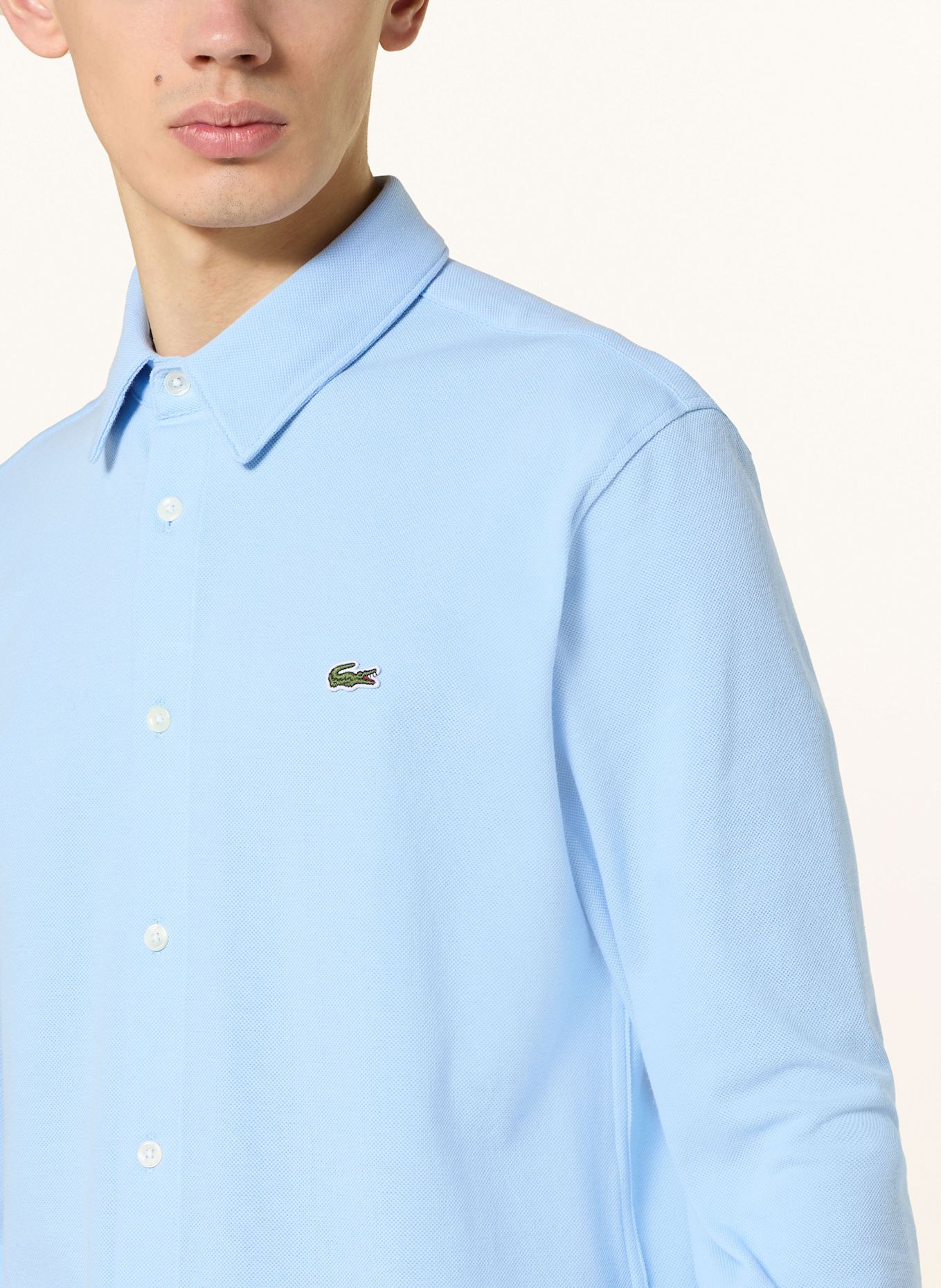 LACOSTE Piqué-Hemd Slim Fit: HELLBLAU