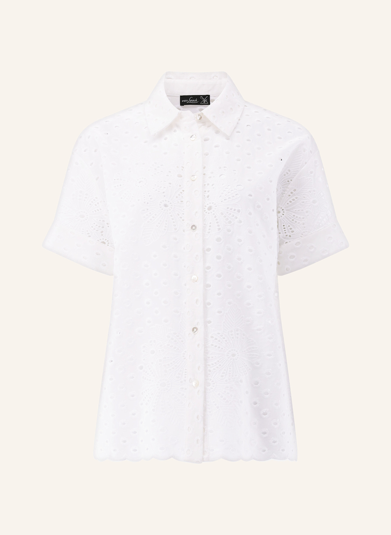 van Laack Koszula VL-LITEA-XX z dziurkowanej koronki: BIAŁY