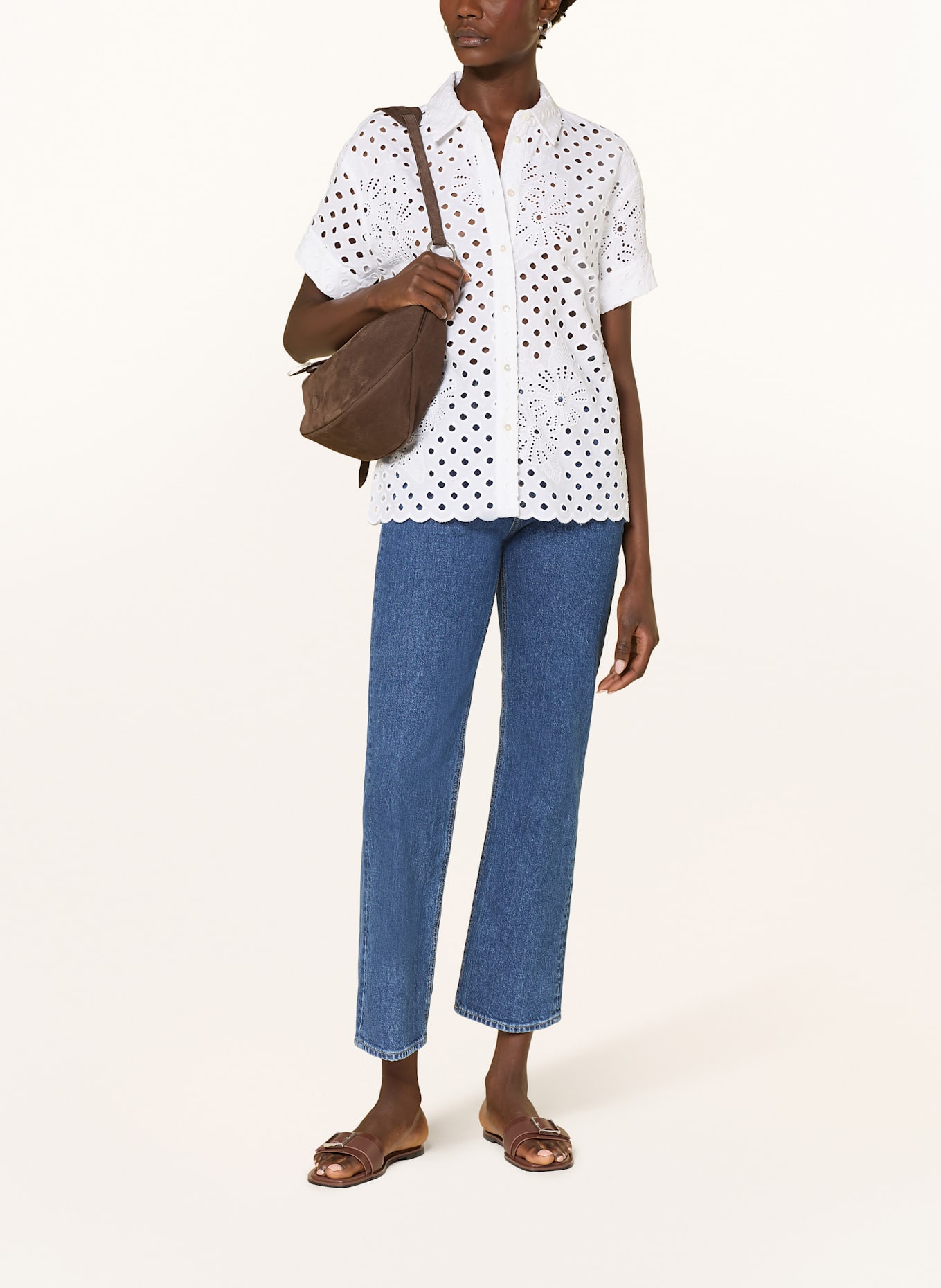 van Laack Koszula VL-LITEA-XX z dziurkowanej koronki: BIAŁY