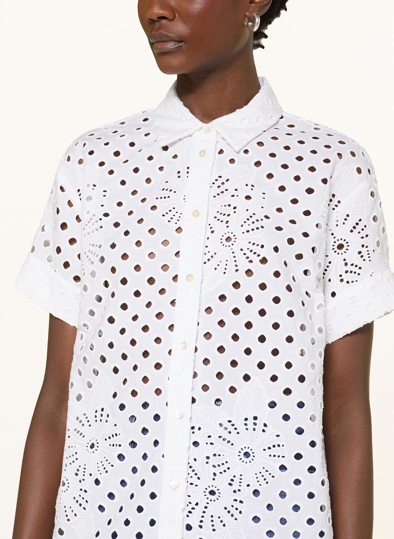 van Laack Koszula VL-LITEA-XX z dziurkowanej koronki: BIAŁY