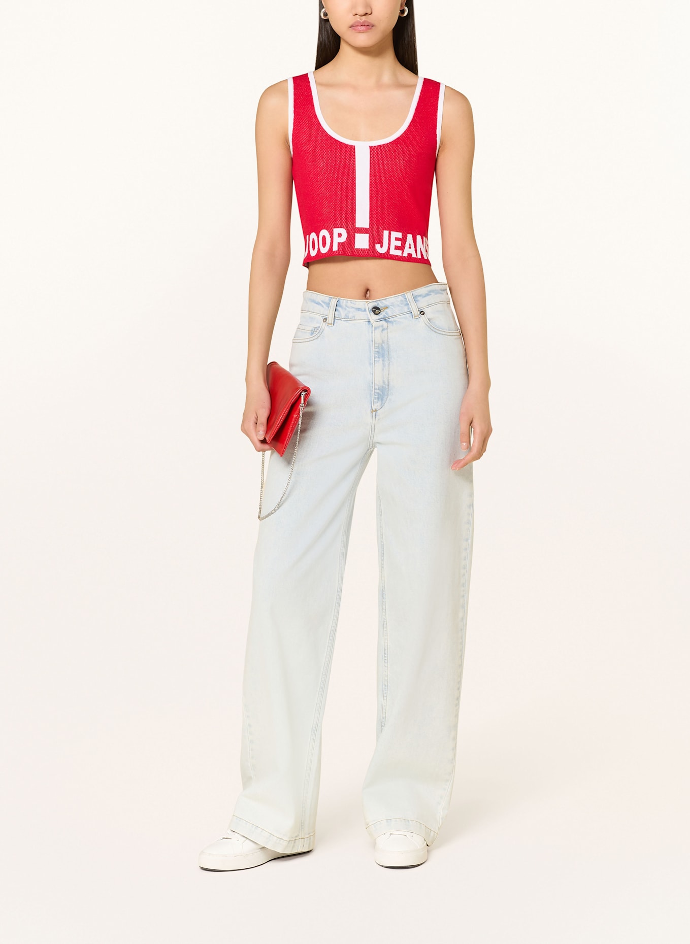 JOOP! JEANS KAMA cropped top: RED/ WHITE