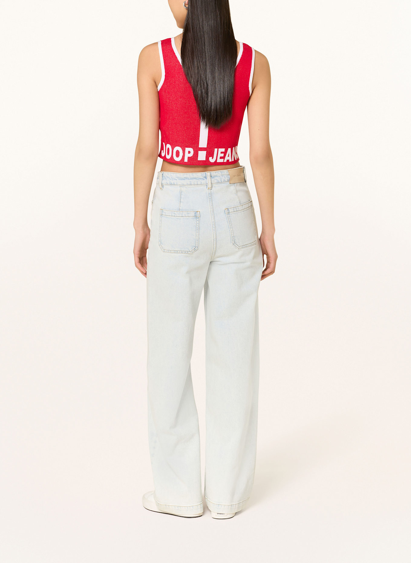 JOOP! JEANS KAMA cropped top: RED/ WHITE