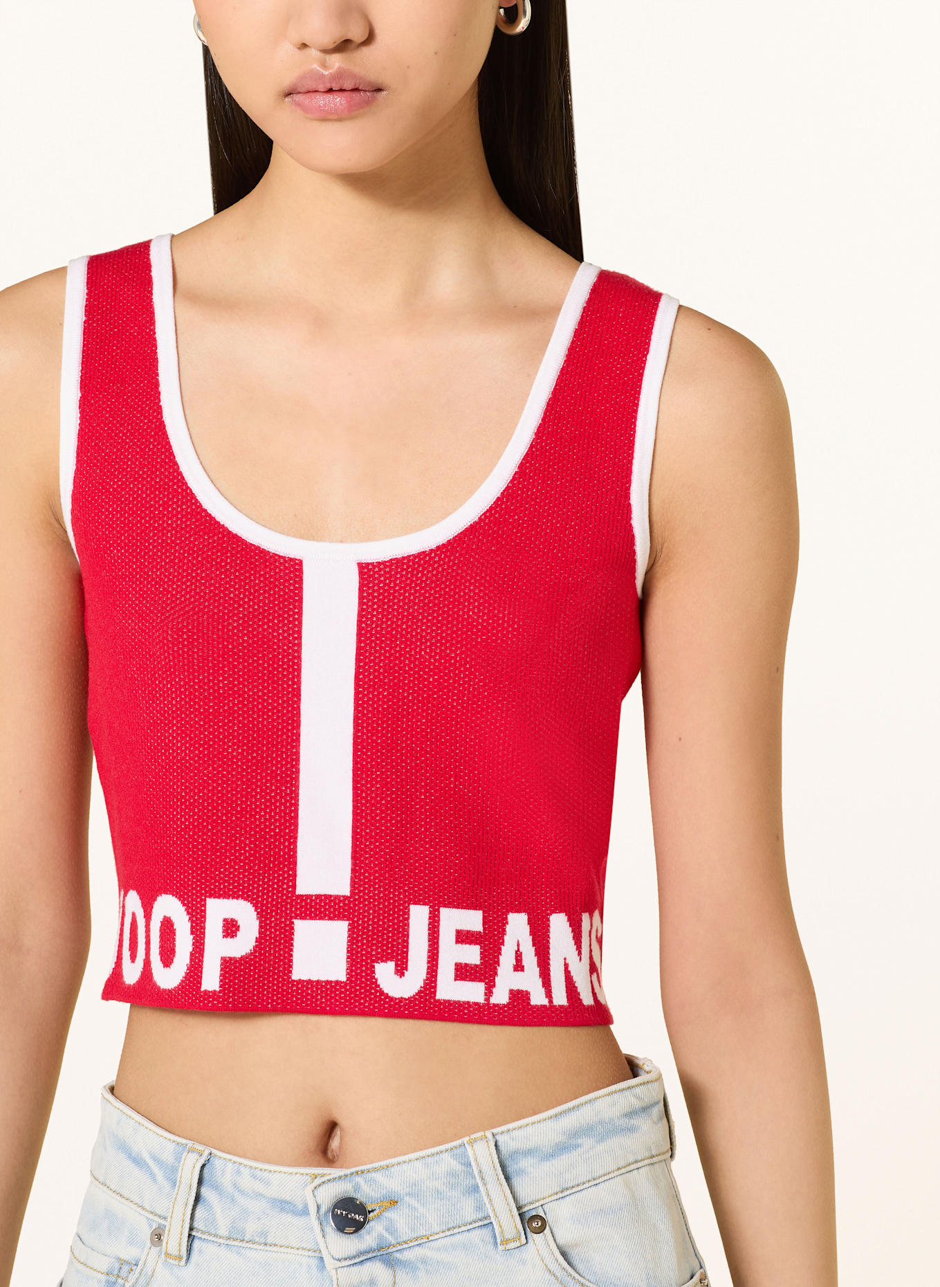 JOOP! JEANS KAMA cropped top: RED/ WHITE
