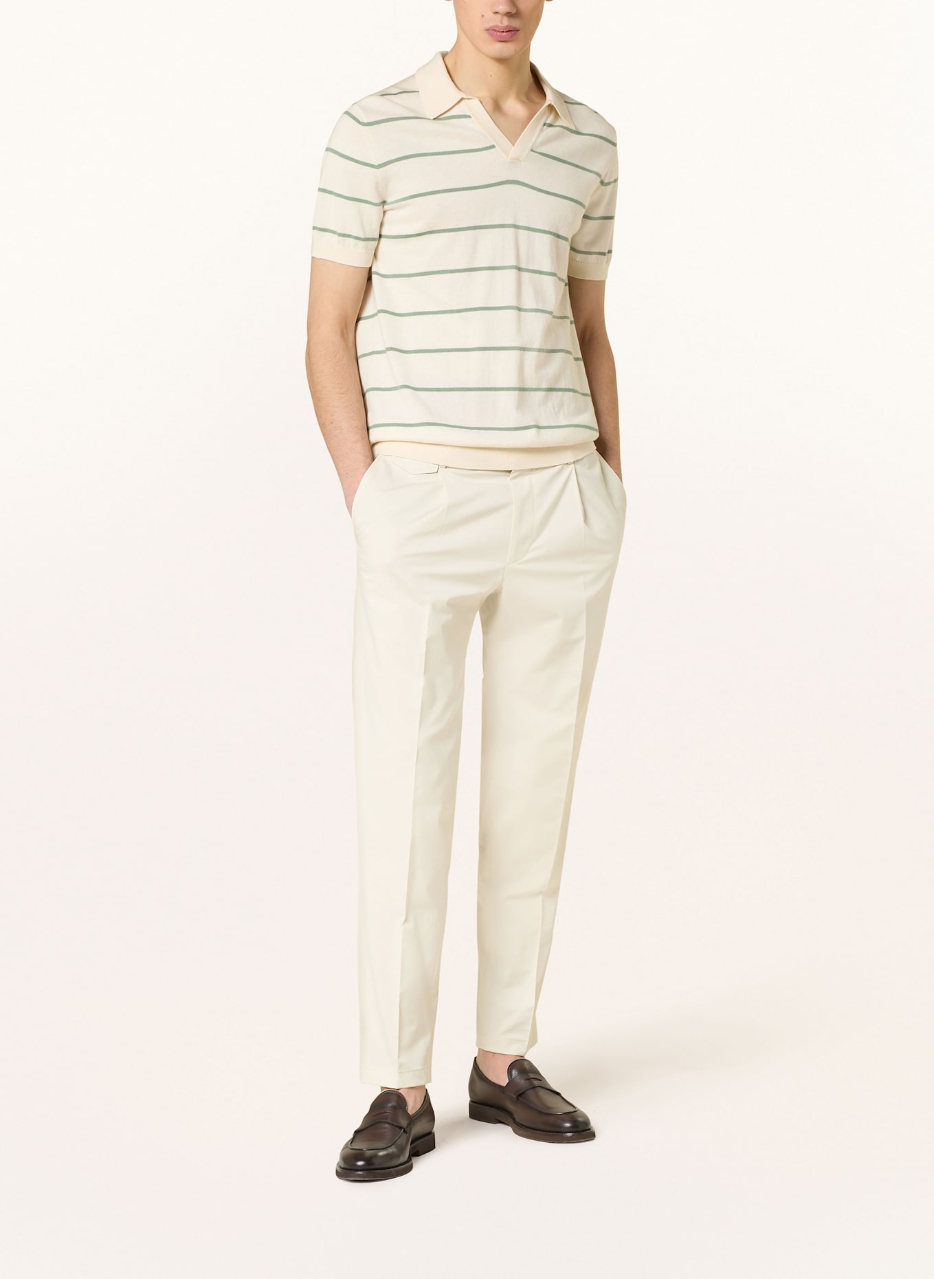windsor. Knitted polo shirt CASHMILO: CREAM/ GREEN
