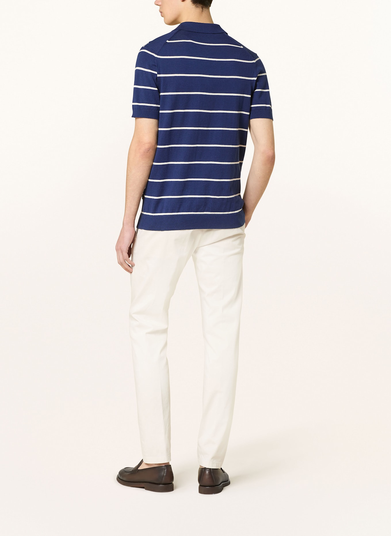 windsor. Strick-Poloshirt CASHMILO: DUNKELBLAU / WEISS