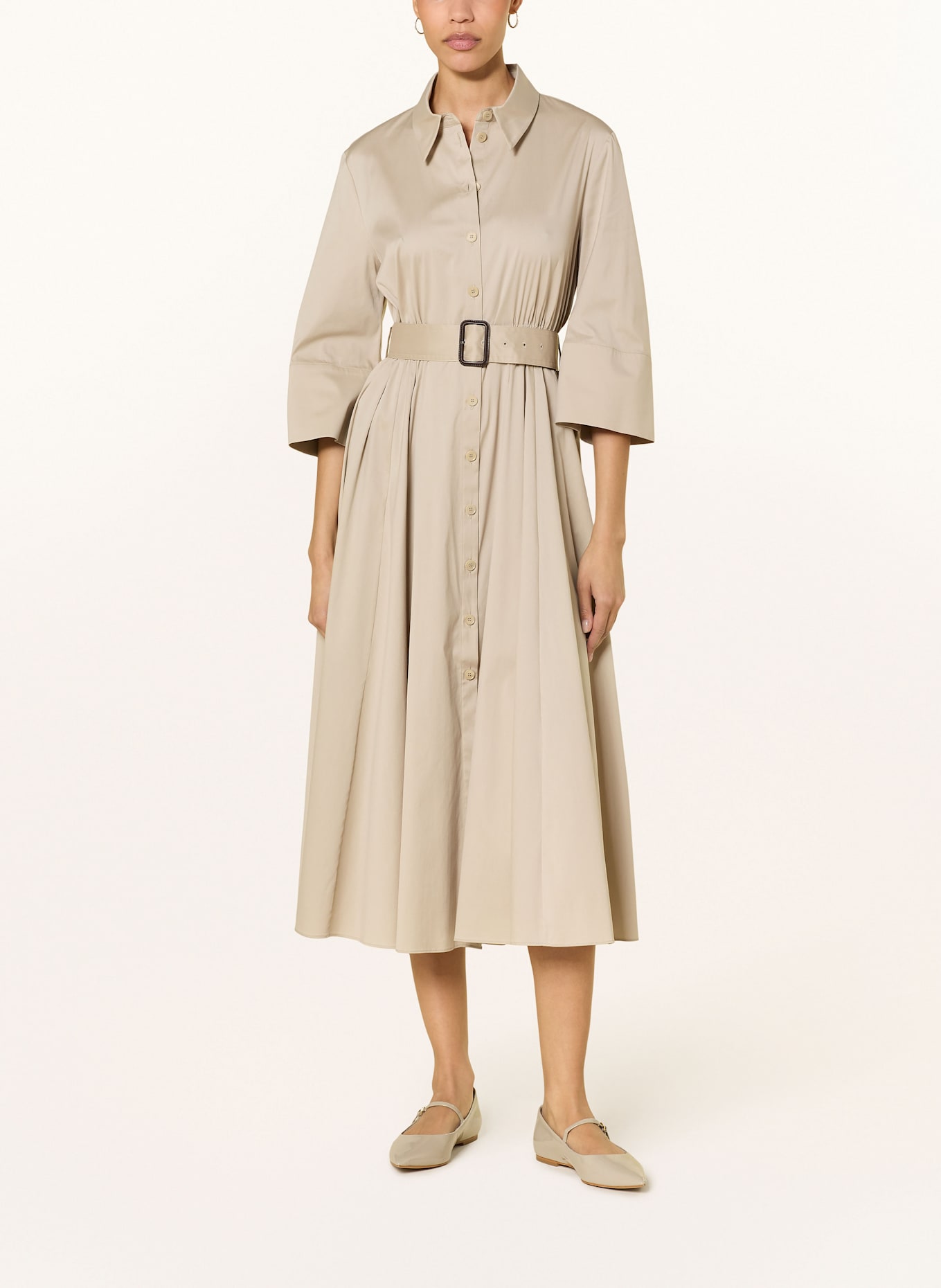 windsor. Robe chemise à manches 3/4: BEIGE